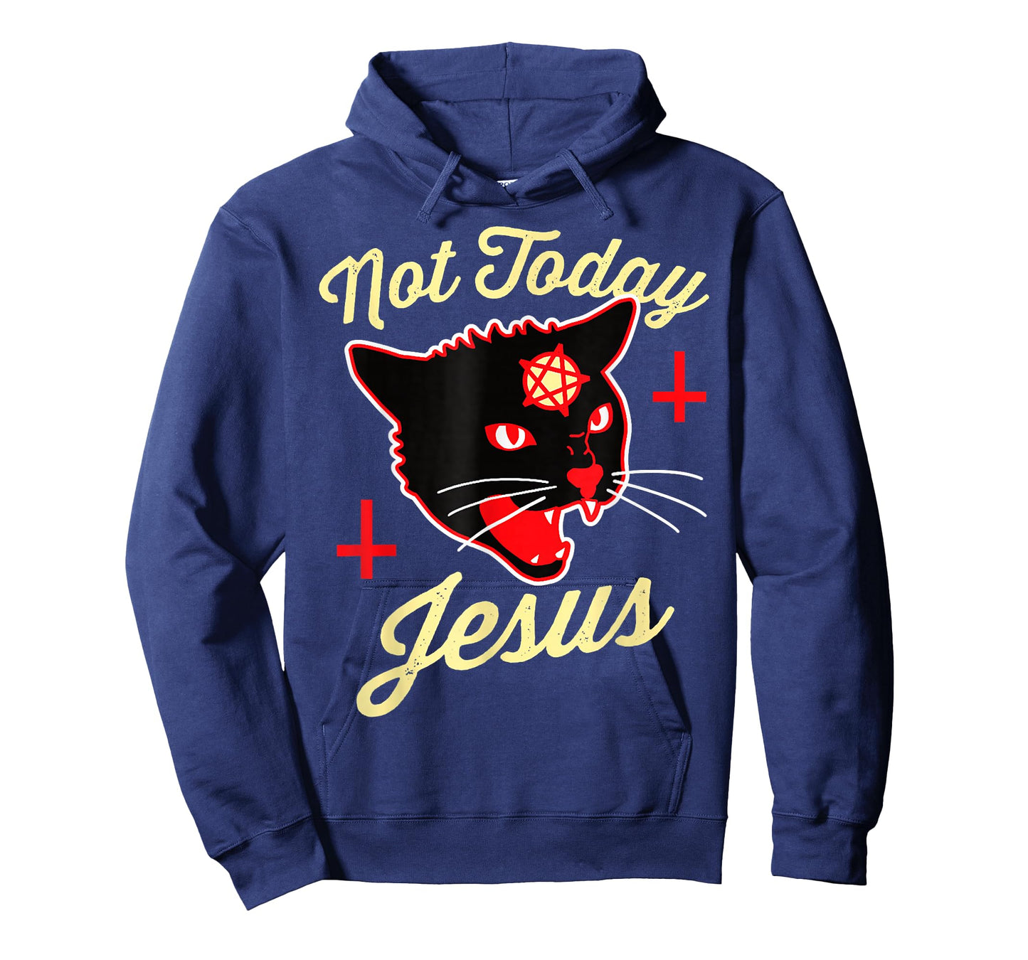 Not Today Jesus Hail Satan Satanic Cat Death Metal Halloween T-Shirt
