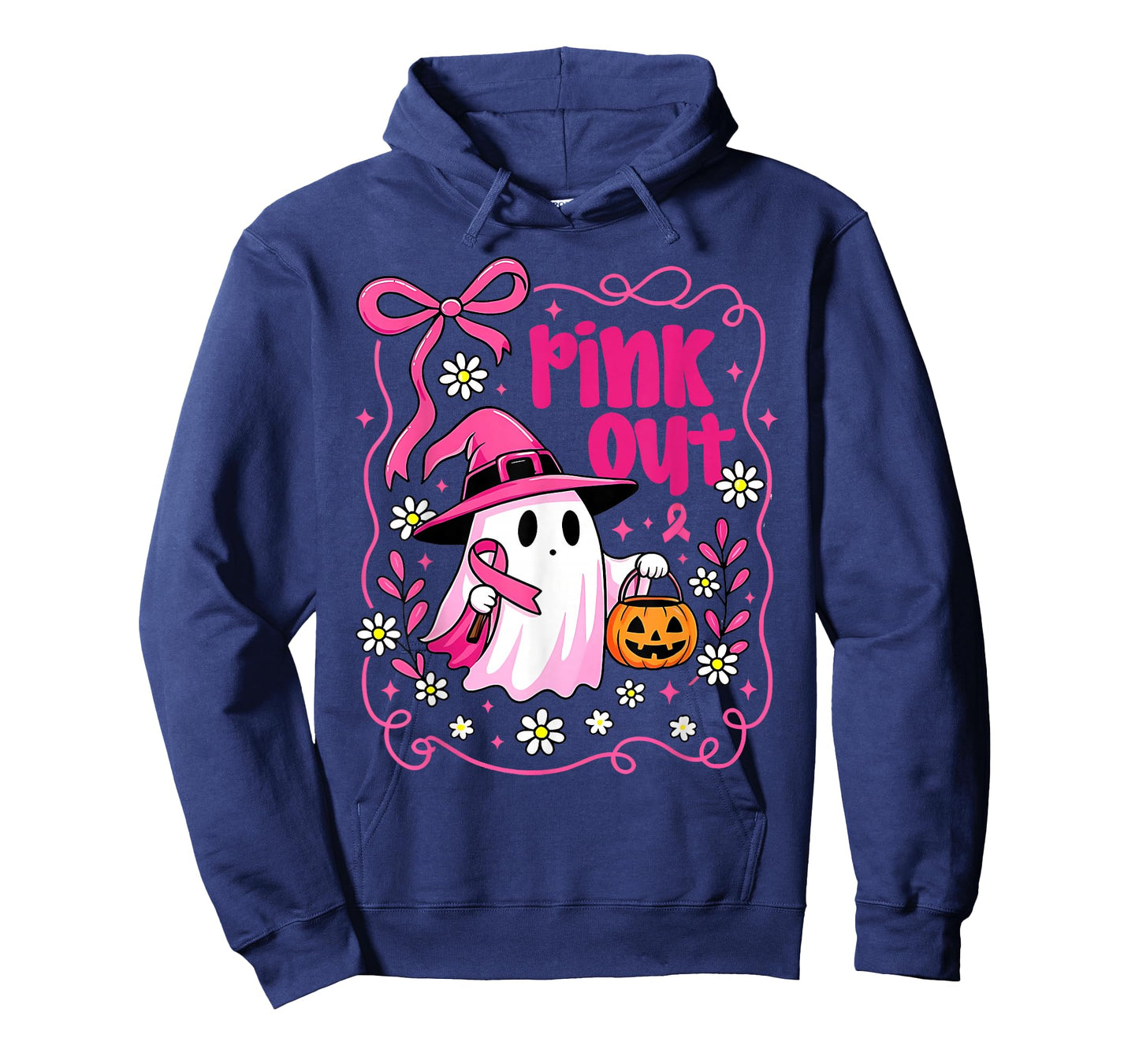 Pink Out Breast Cancer Ghost Pink Ribbon Women Mom Girls T-Shirt