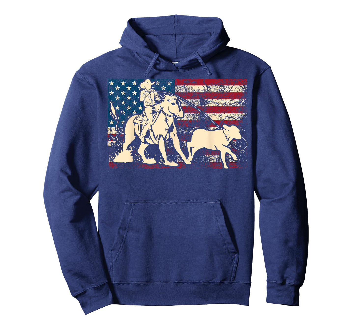 Funny Team Roping Rodeo Gift US Flag Cool Cowboy Men Women T-Shirt