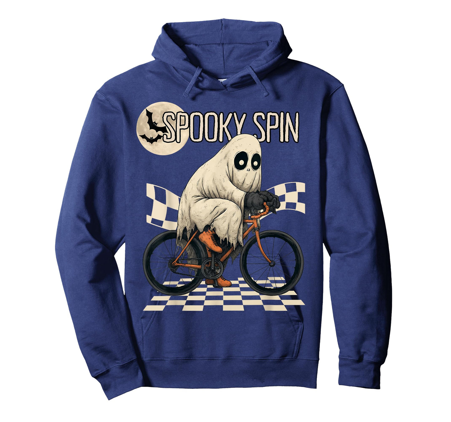 Spooky Spin Ghost Cycling Funny Halloween Bike Design T-Shirt