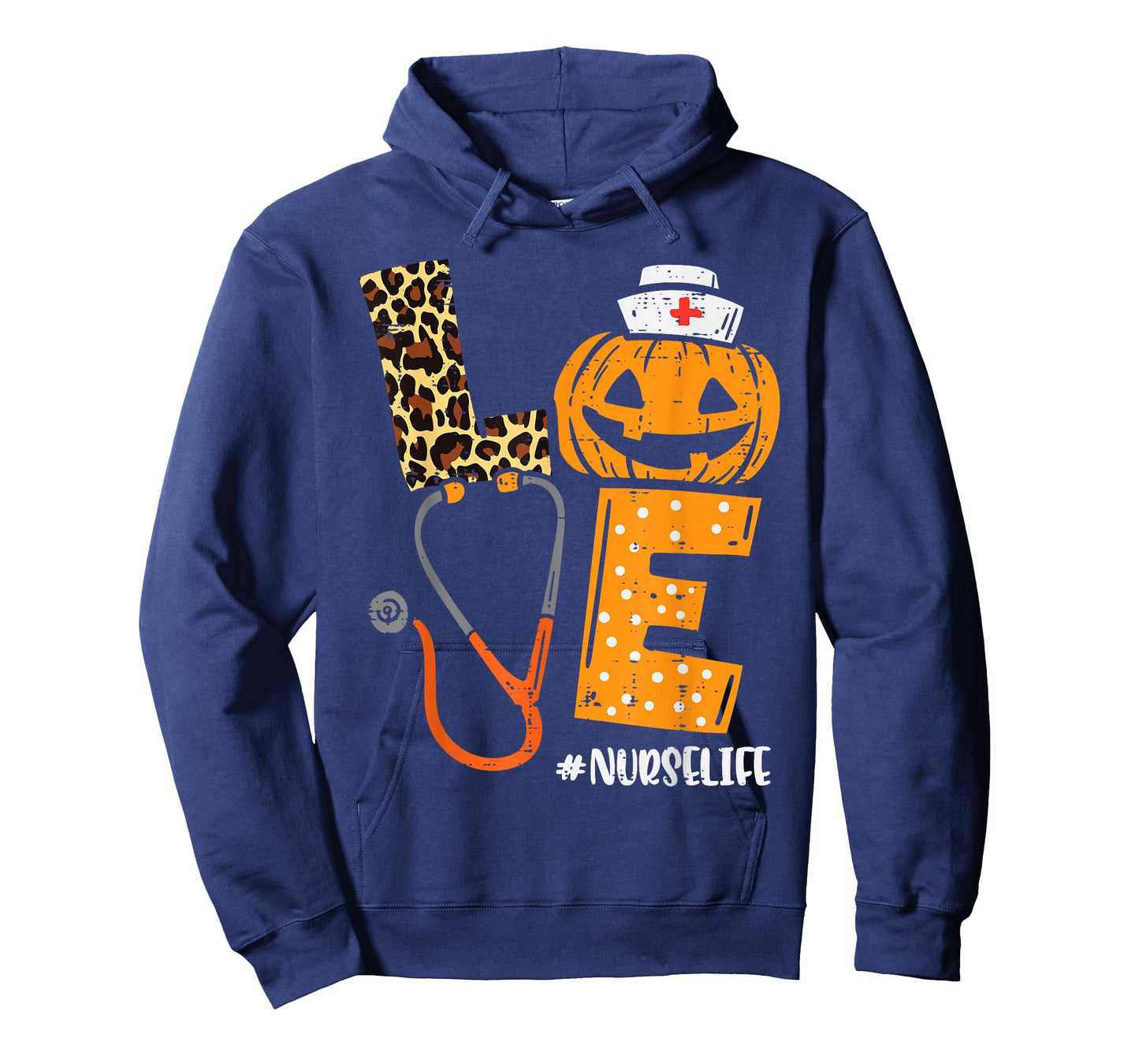 Love Nurse Pumpkin Leopard Fall Halloween Thanksgiving Women T-Shirt