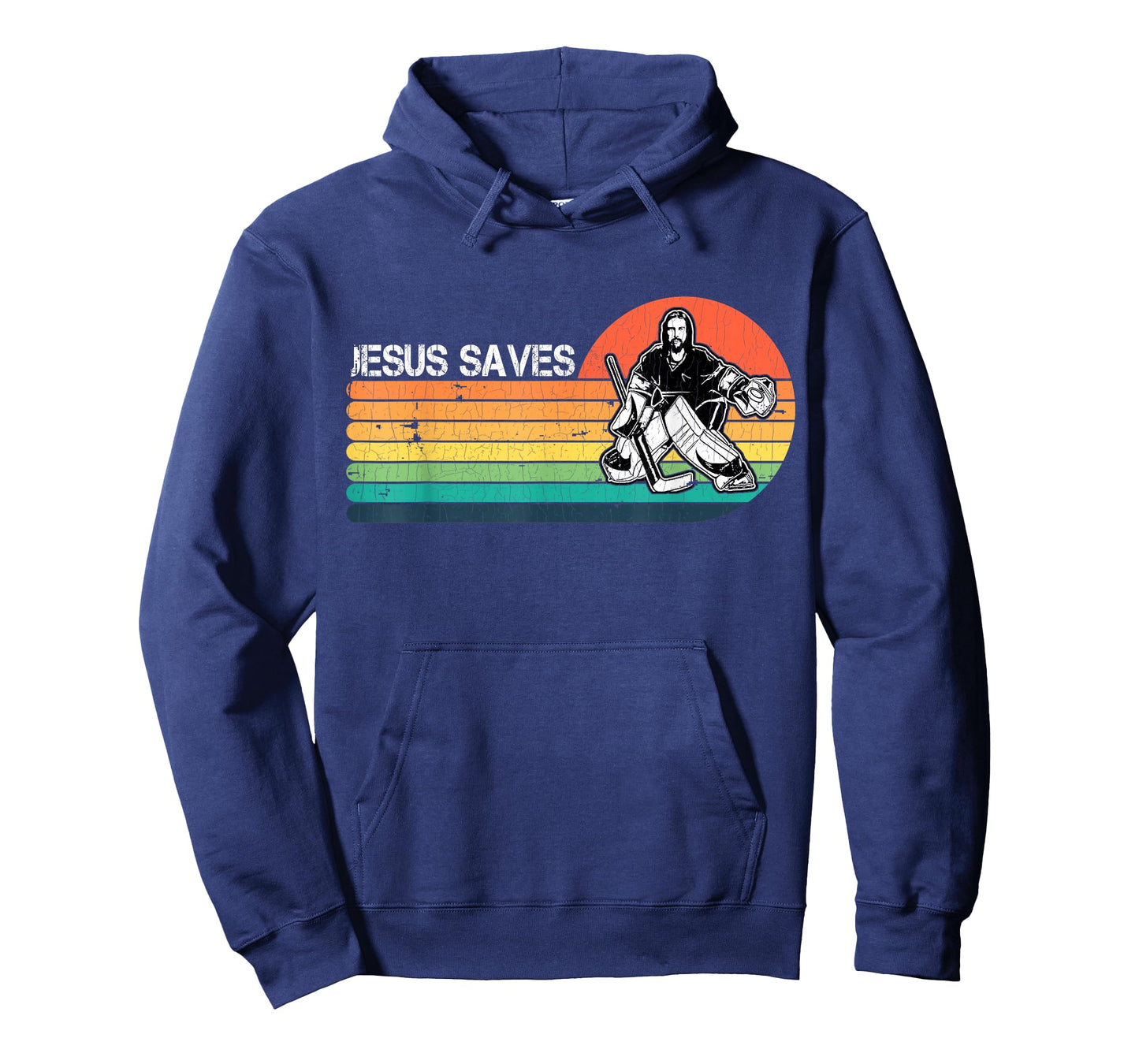 Vintage Retro Sunset Jesus Saves Hockey Player Jesus Lover T-Shirt