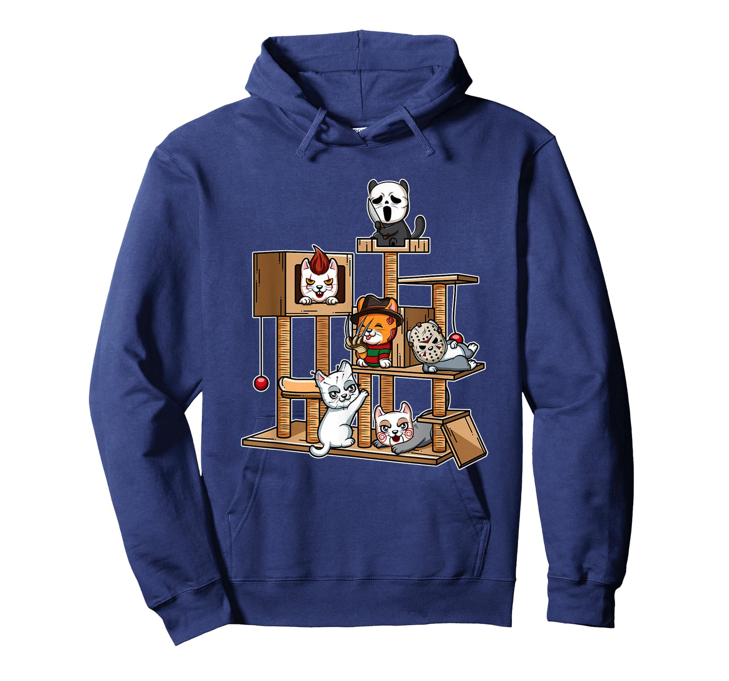 Funny Horror Movie Kitten Playing On Cat Tree T-Shirt