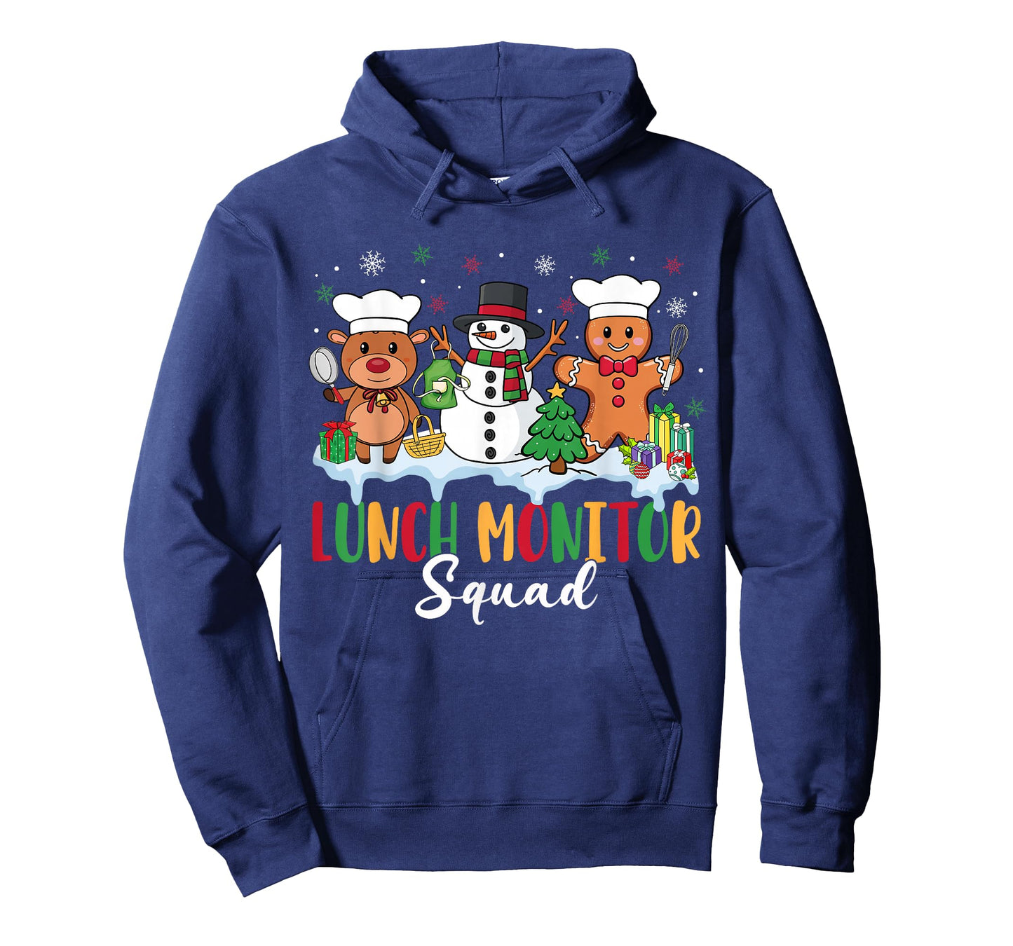 Lunch Monitor Squad Reindeer Snowman Gingerbread Christmas T-Shirt