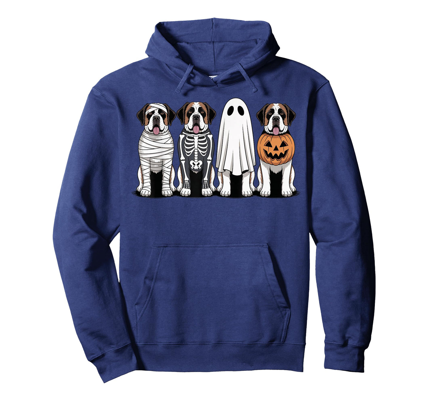 Spooky Ghost Saint Bernard Pumpkin Halloween Dog Skeleton T-Shirt