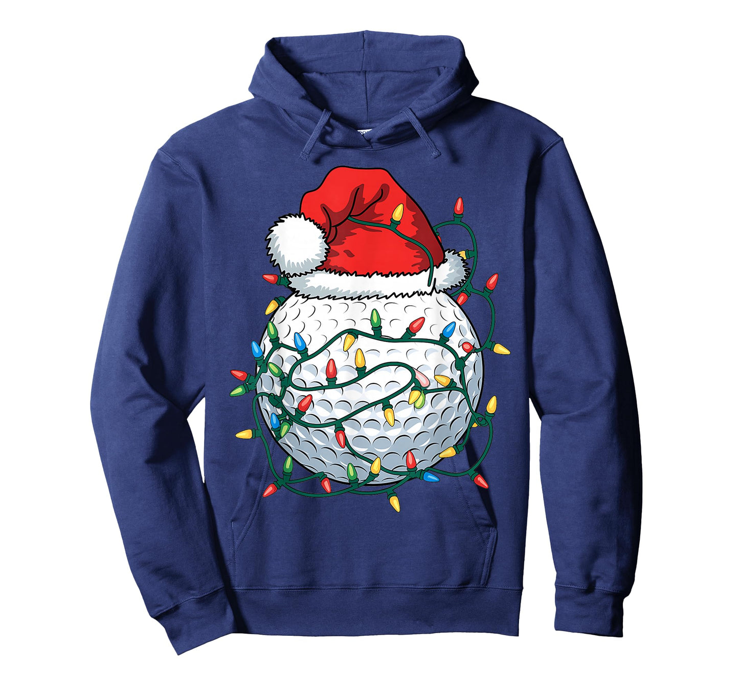 Golf Ball Santa Hat Men Womens Christmas Golfing Xmas Lights T-Shirt