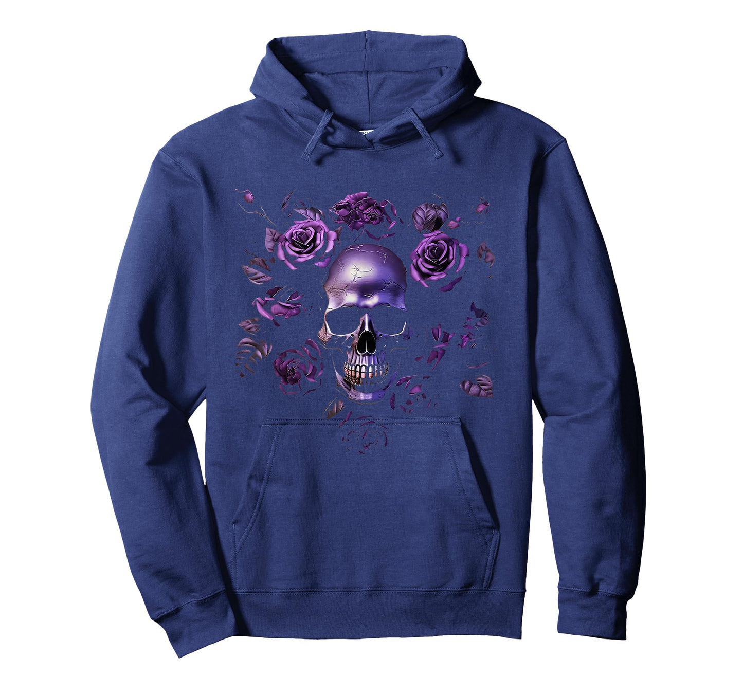 Skull with Purple Roses Gothic T-Shirt