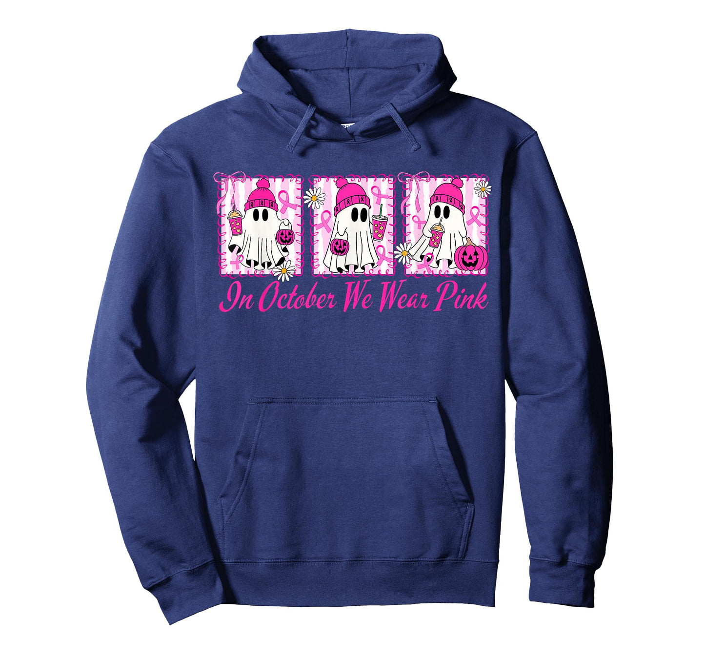 We Wear Pink in October Cute Ghost Breast Cancer Awareness T-Shirt