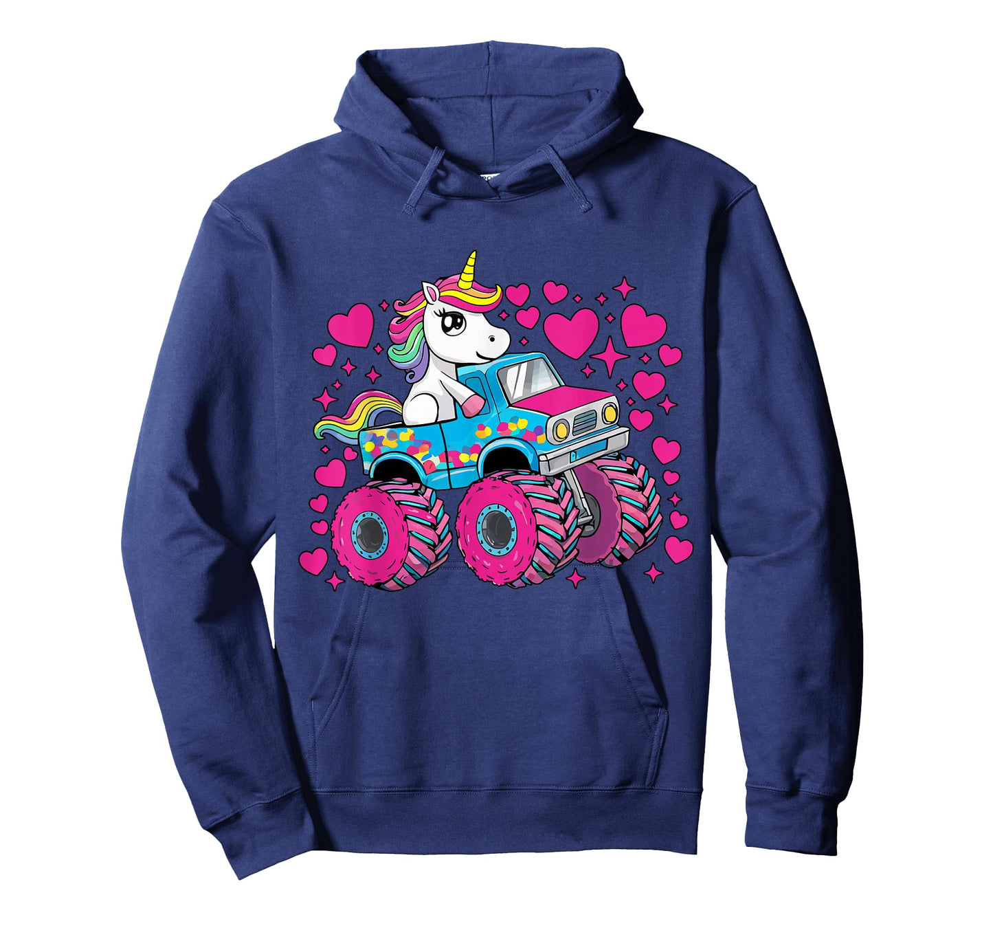 Funny Cute Unicorn Riding A Pink Monster Truck Girls Toddler T-Shirt