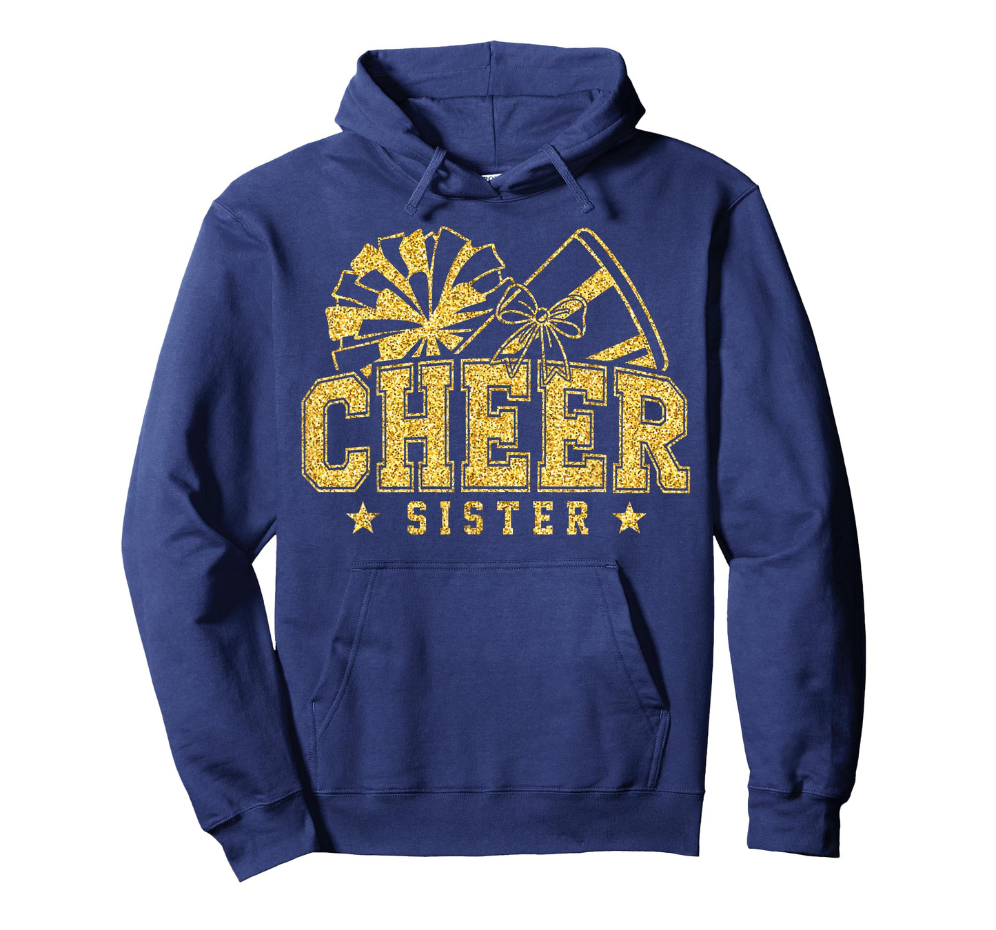 Cheer Sister Black Gold Pom Cheerleader Cheerleading T-Shirt