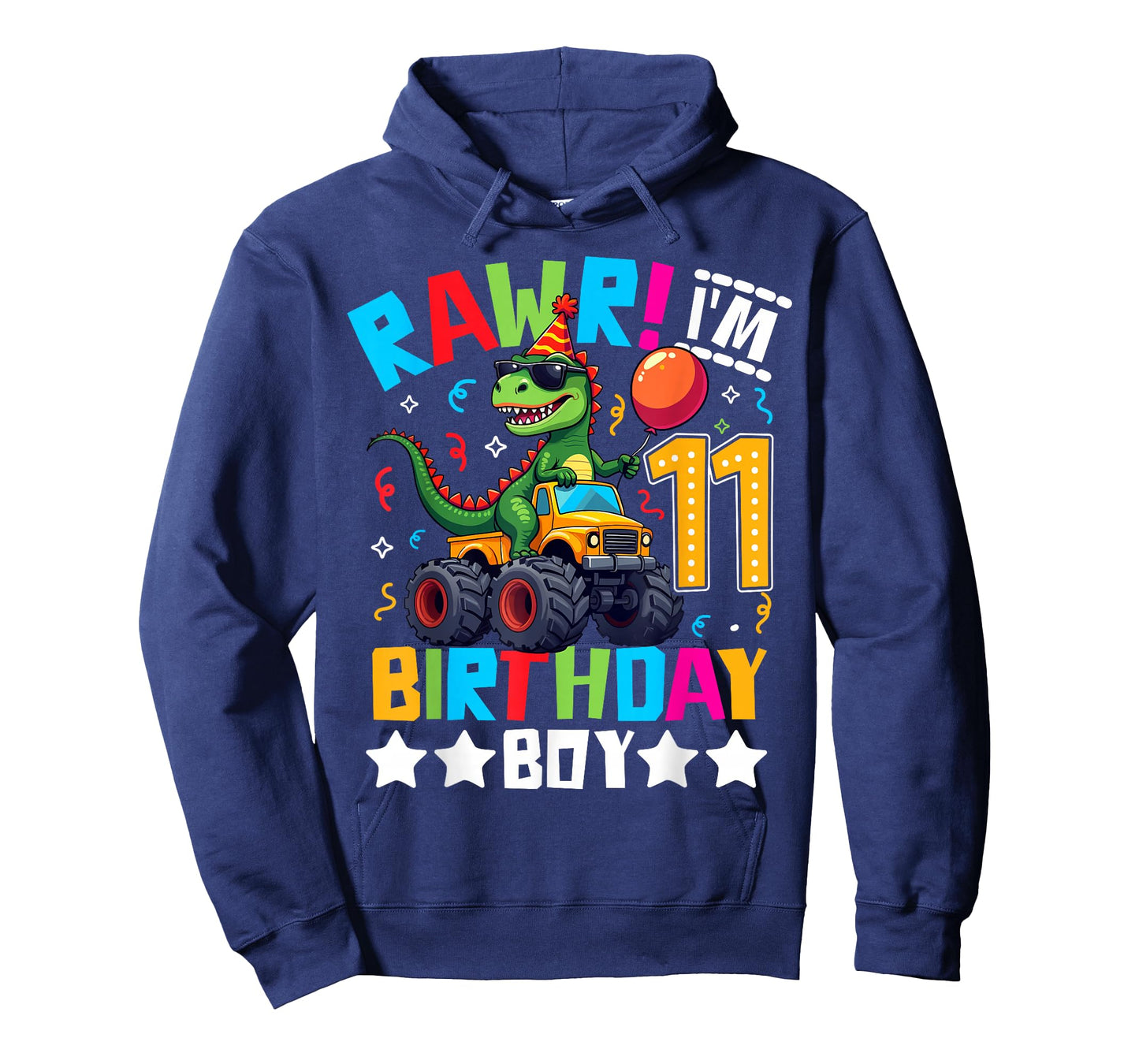 Monster Truck 11th Birthday Shirt Dinosaur Happy Bday T-rex T-Shirt