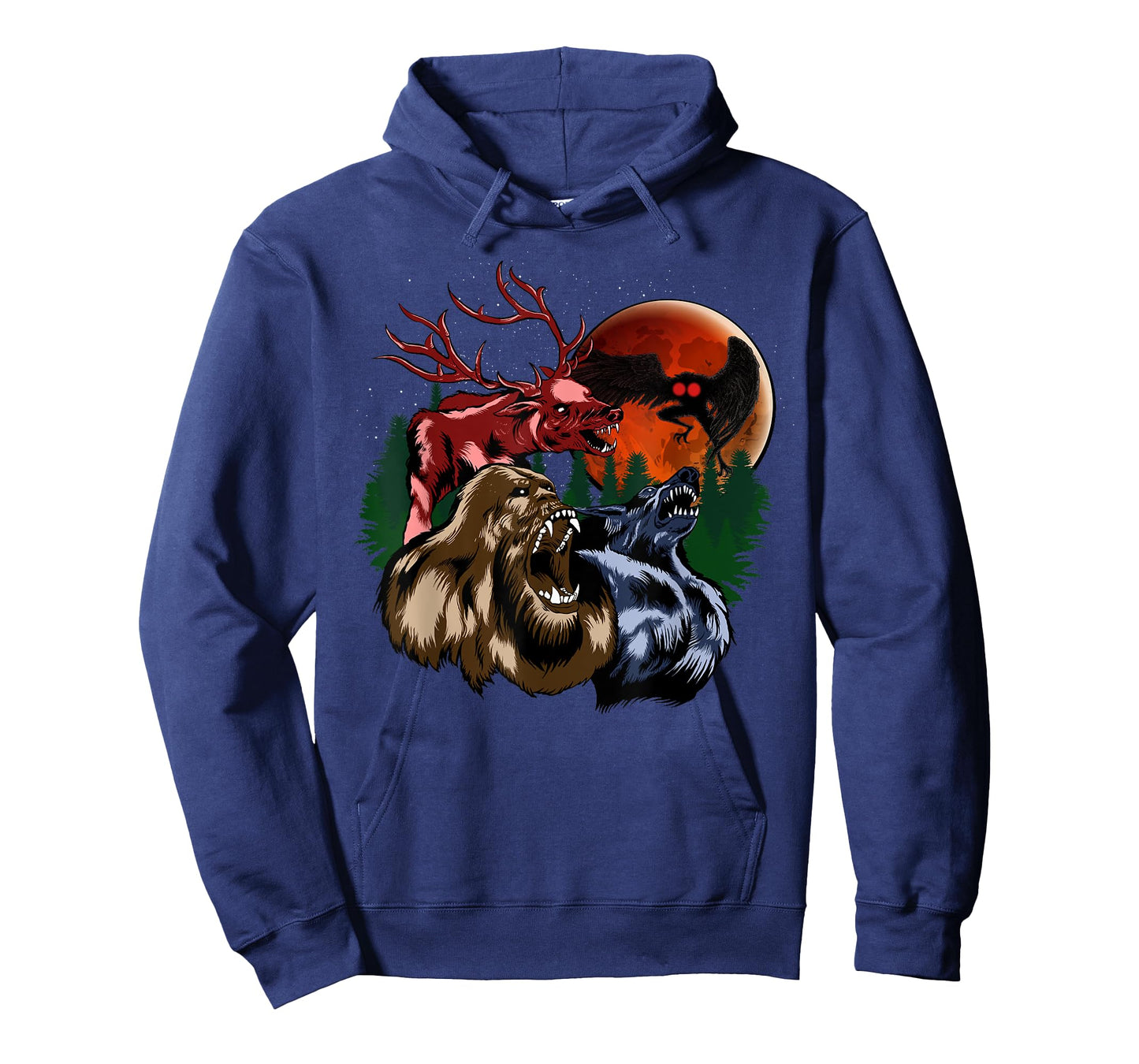 Three Cryptid Moon - Sasquatch, Dogman, Wendigo, Mothman T-Shirt