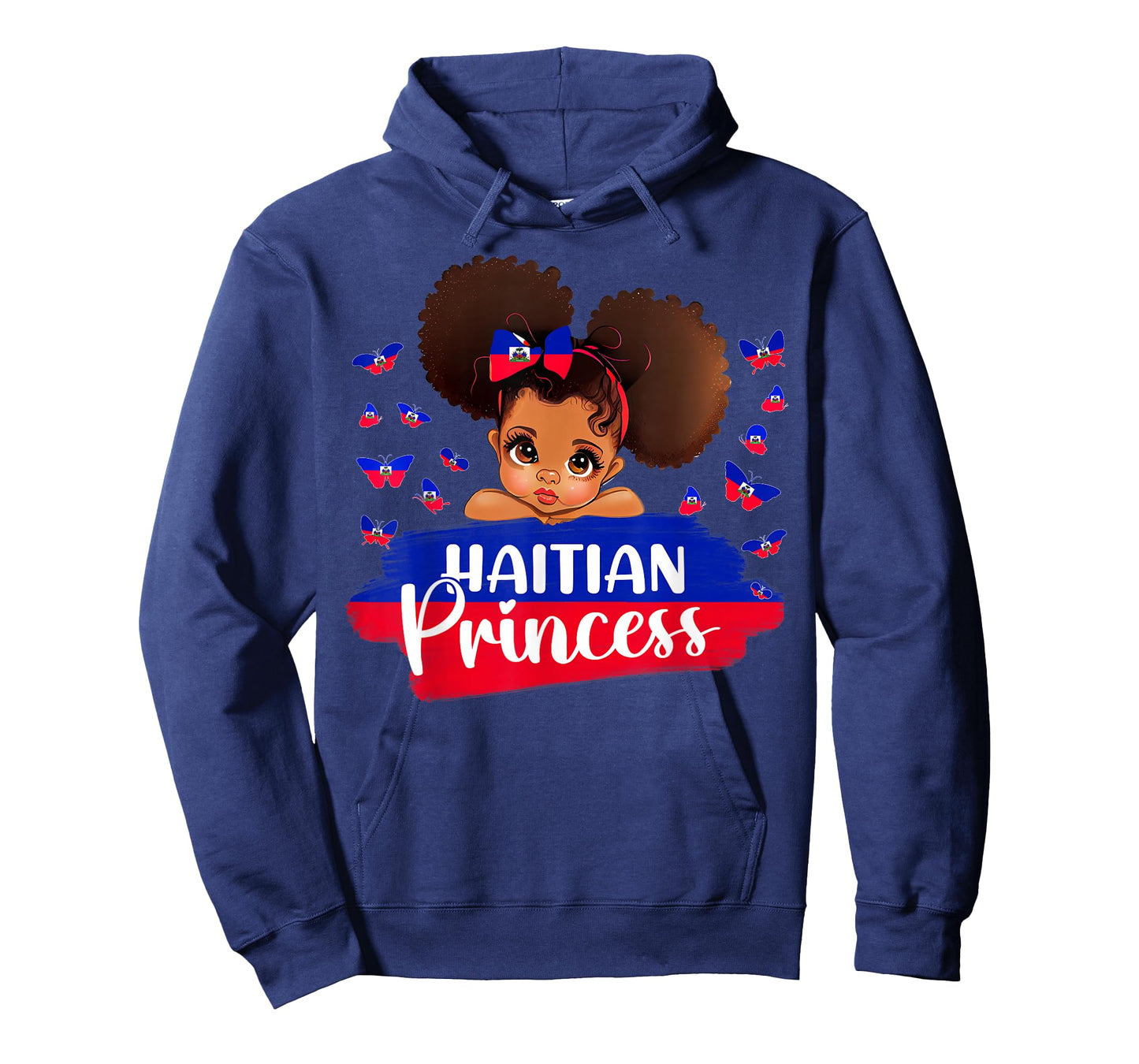 Haitian Princess Haiti Flag Melanin for Black Girls Kids T-Shirt