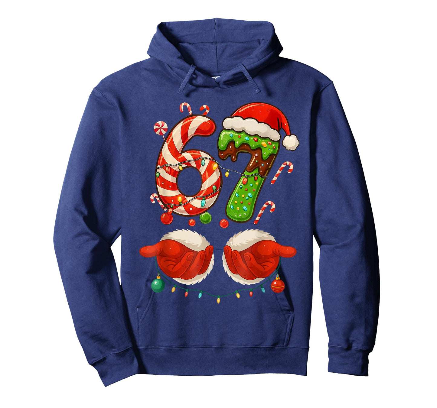 67 Christmas 6 7 Six Seven Meme 67 Candy Cane Xmas Holiday T-Shirt