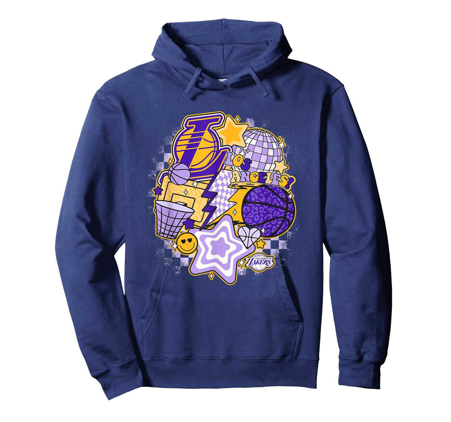 NBA Los Angeles Lakers Psychedelic Basketball Collage T-Shirt, Small, White