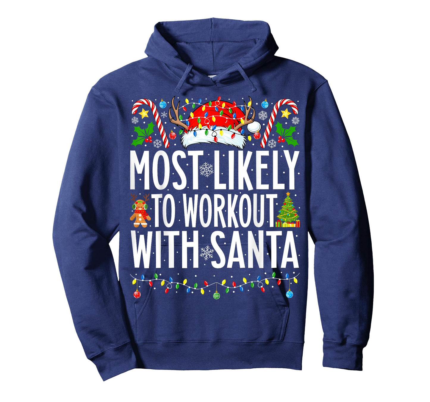 Most Likely To Workout With Santa Gym Christmas Fitness T-Shirt
