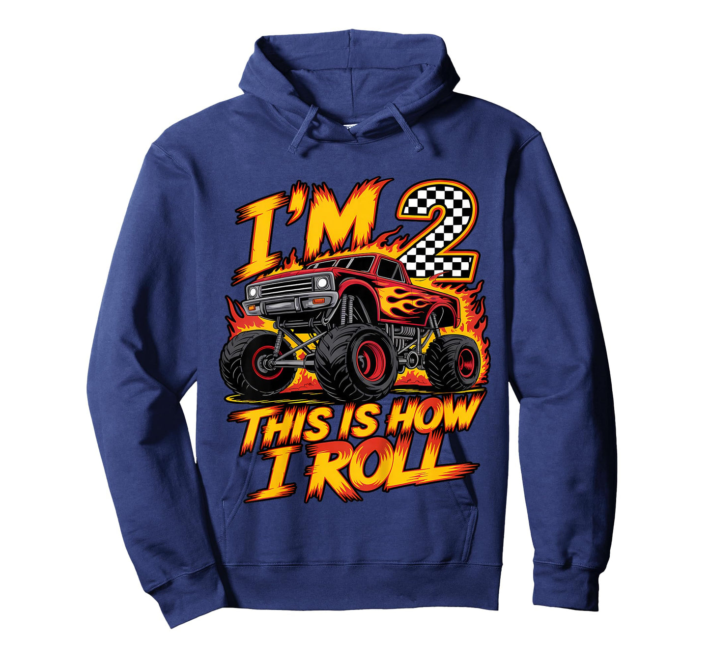 Monster Truck 2nd Birthday 2 Year Old Boy Born 2023 Kids T-Shirt