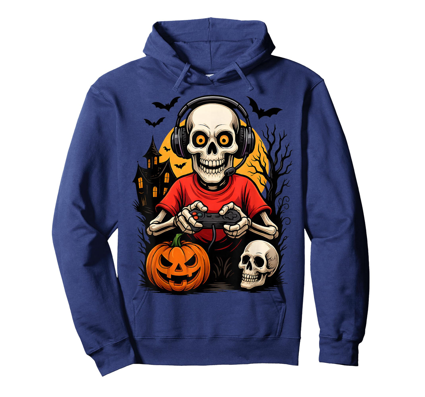 Skeleton Gamer Playing Video Games Halloween Spooky Gaming T-Shirt
