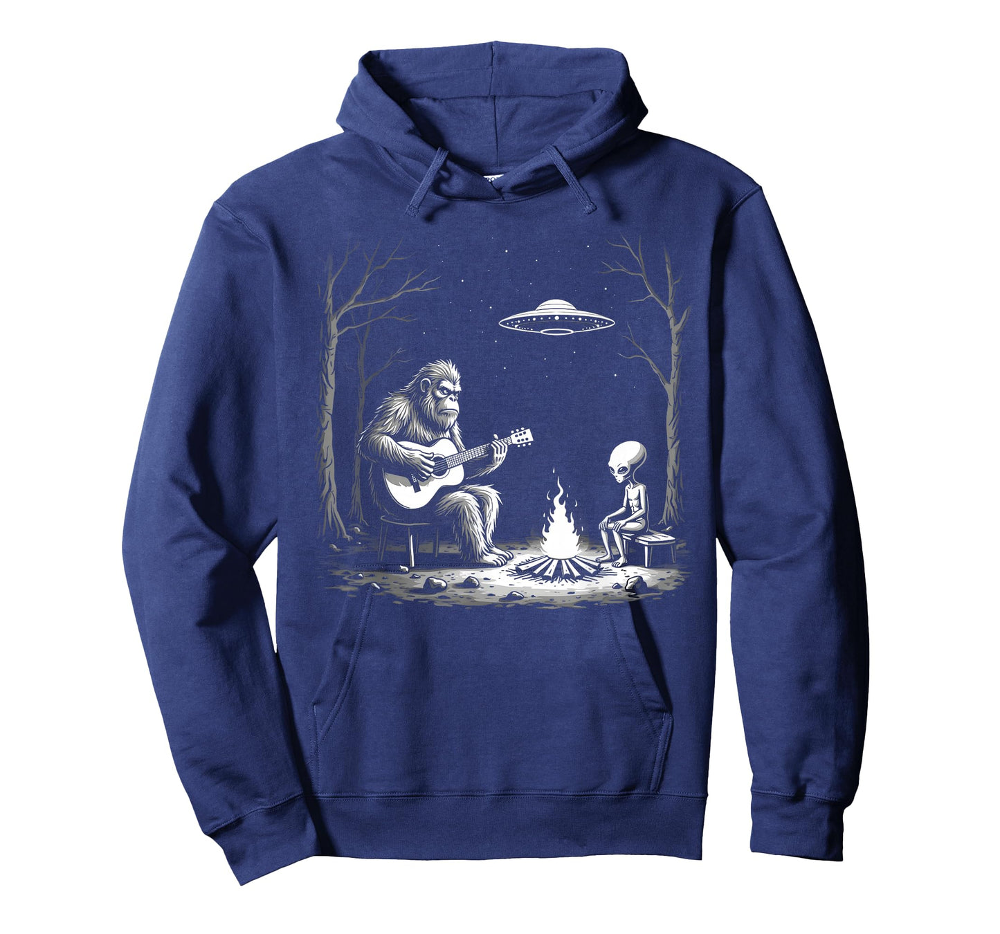 Bigfoot Guitar Tee Campfire Alien Ufo Camping Sasquatch T-Shirt