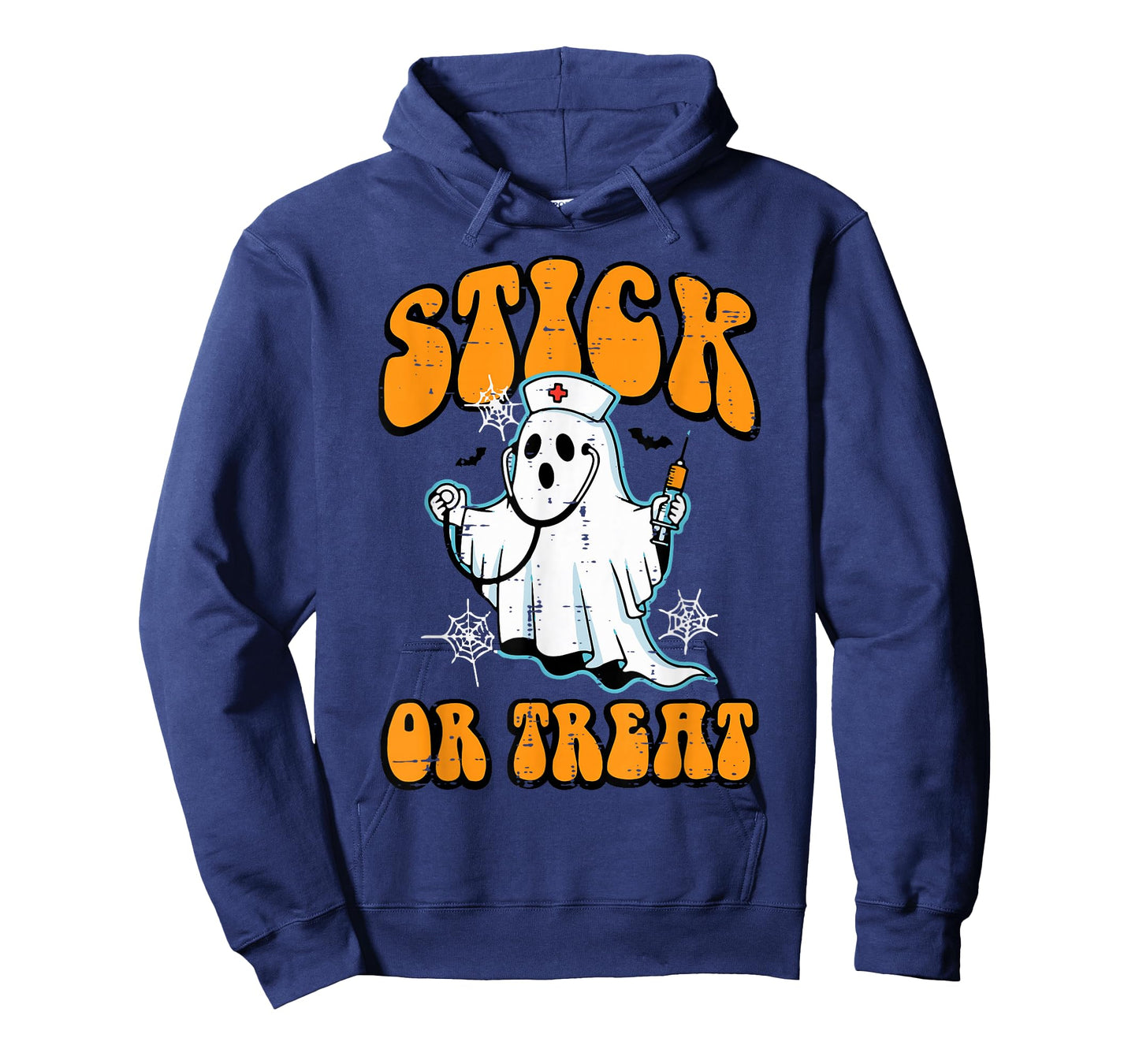 Halloween Ghost Nurse Stick Or Treat Costume Scrub Top Women T-Shirt
