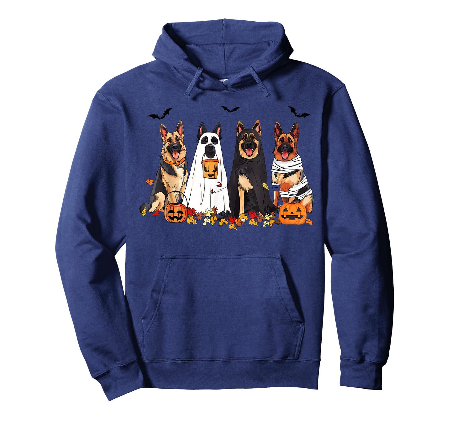 German Shepherd Dogs Dressed As Ghost Autumn Leave Halloween T-Shirt
