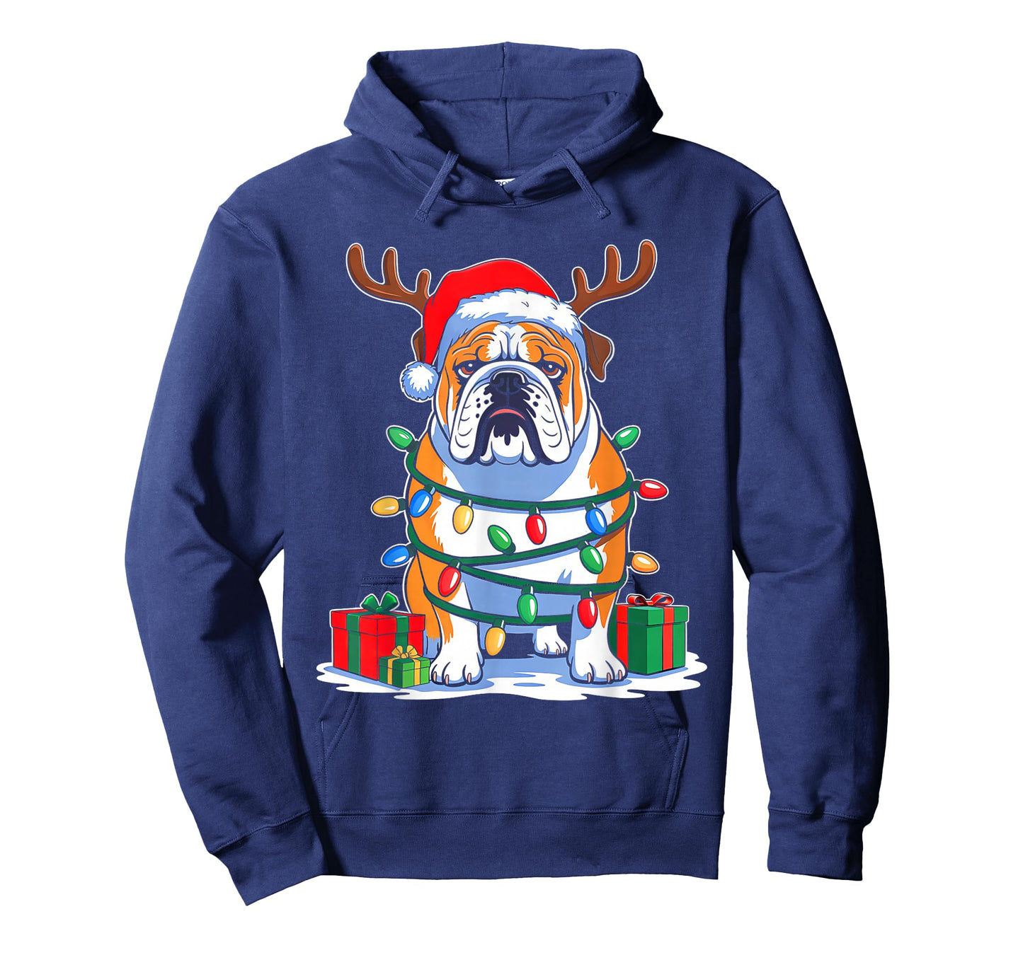 English Bulldog Dog Tree Christmas Lights Funny Xmas Pajamas T-Shirt