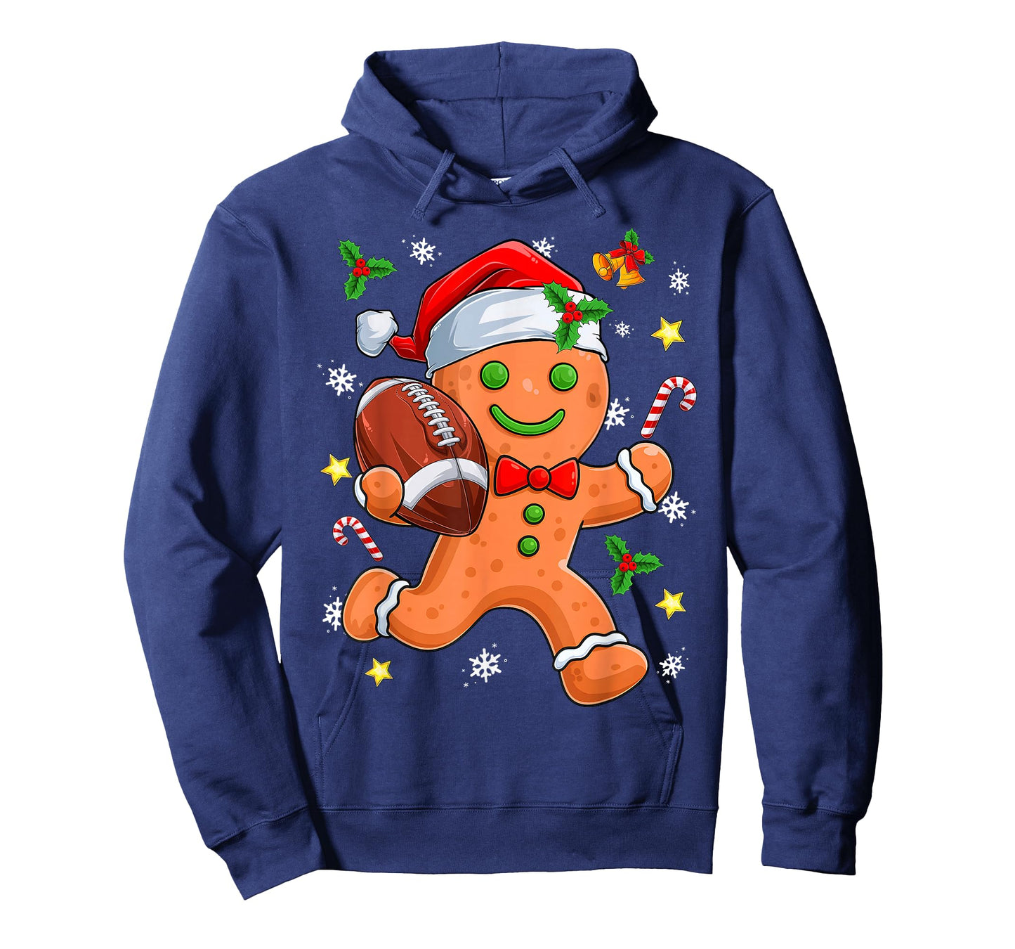 Gingerbread Cookie Playing Football Merry Christmas Boys Men T-Shirt