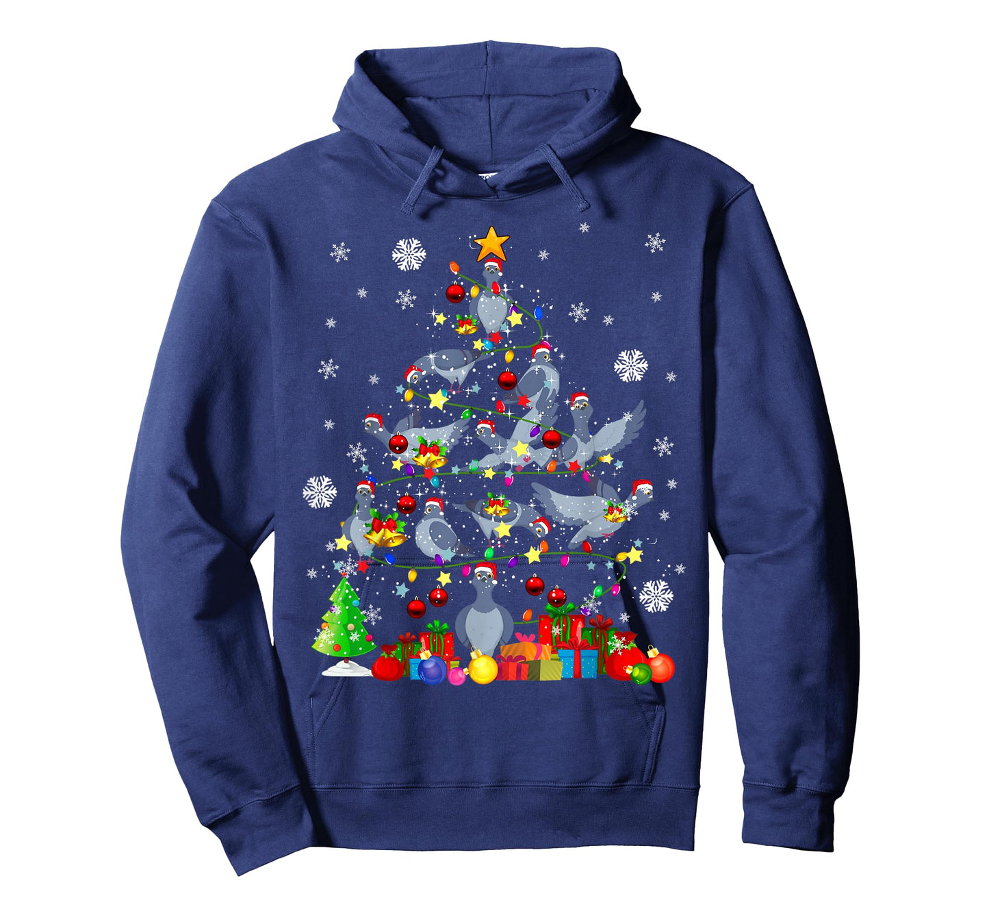 Christmas Tree Light Santa Pigeon Bird Lover T-Shirt