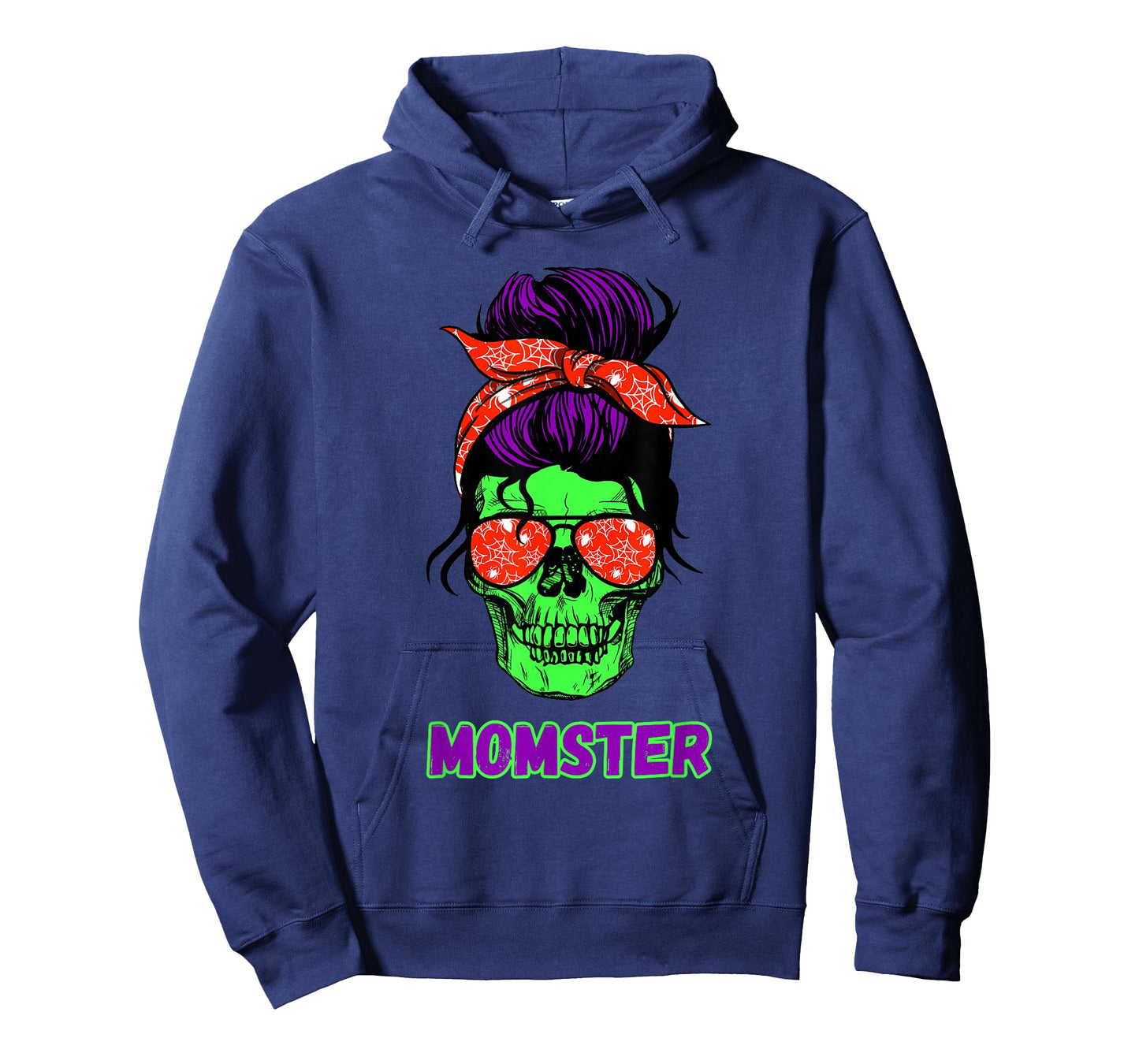 Momster Funny Skull Mama Messy Bun Mom Halloween Costume T-Shirt