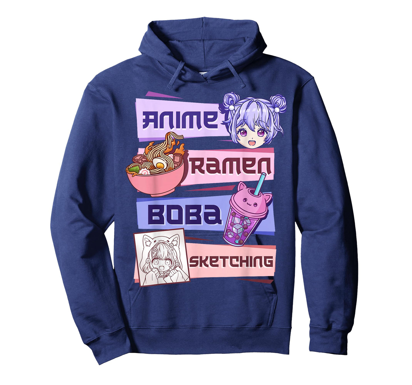 Anime Girl Ramen Boba Tea Bubble Tea Sketching T-Shirt