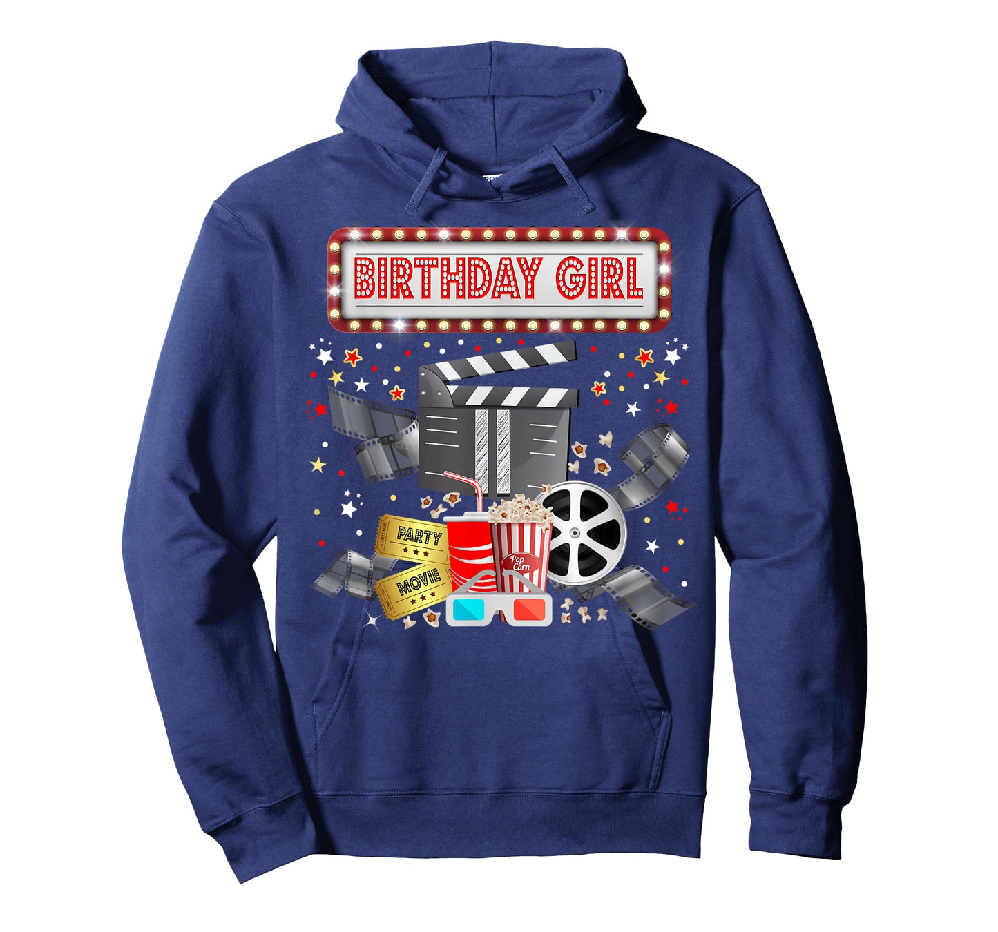 Movie Night Birthday Party Pajama Slumber Popcorn Cinema T-Shirt