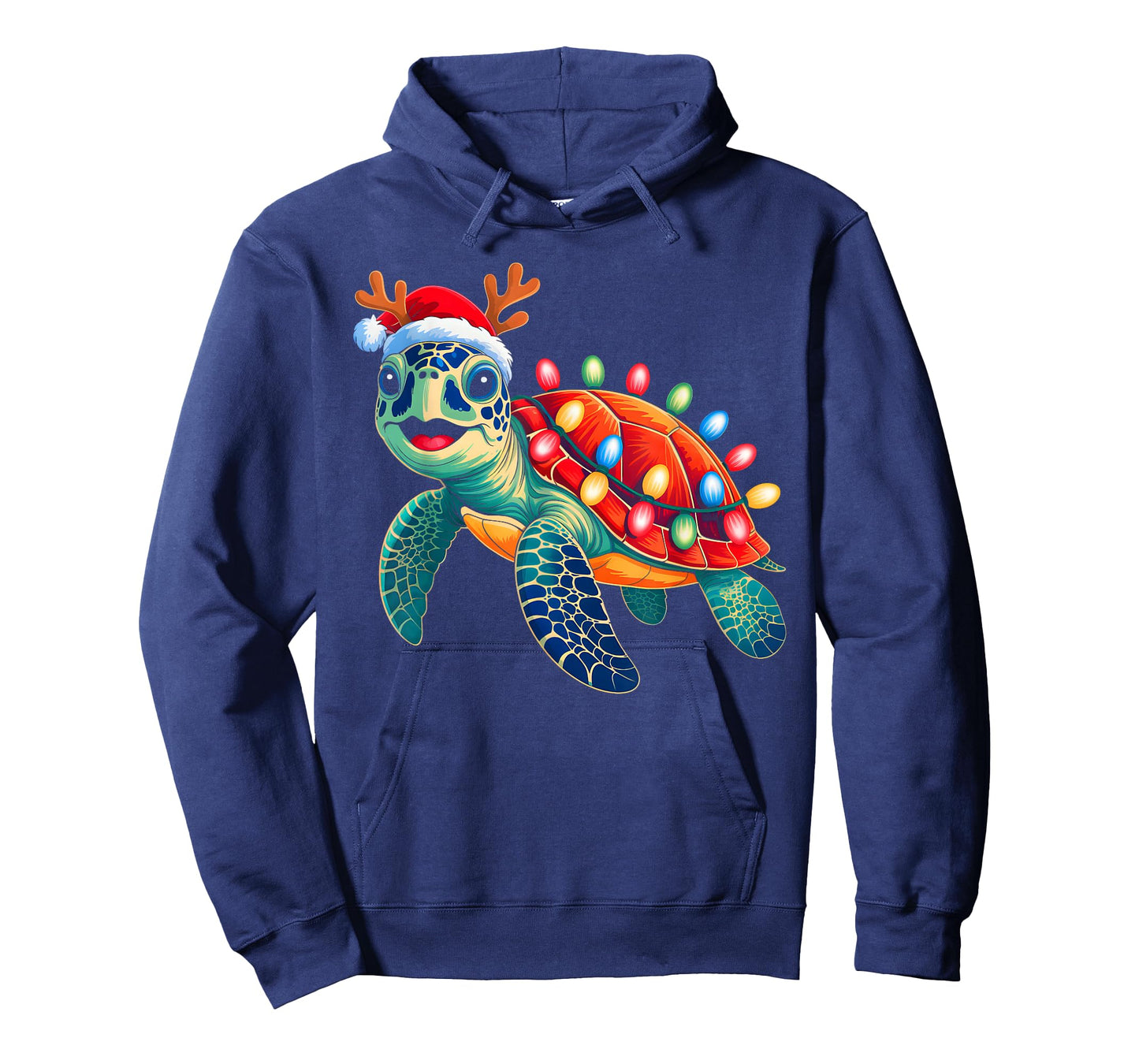 Sea Turtle Christmas Lights Santa Hat Xmas Family Men Women T-Shirt