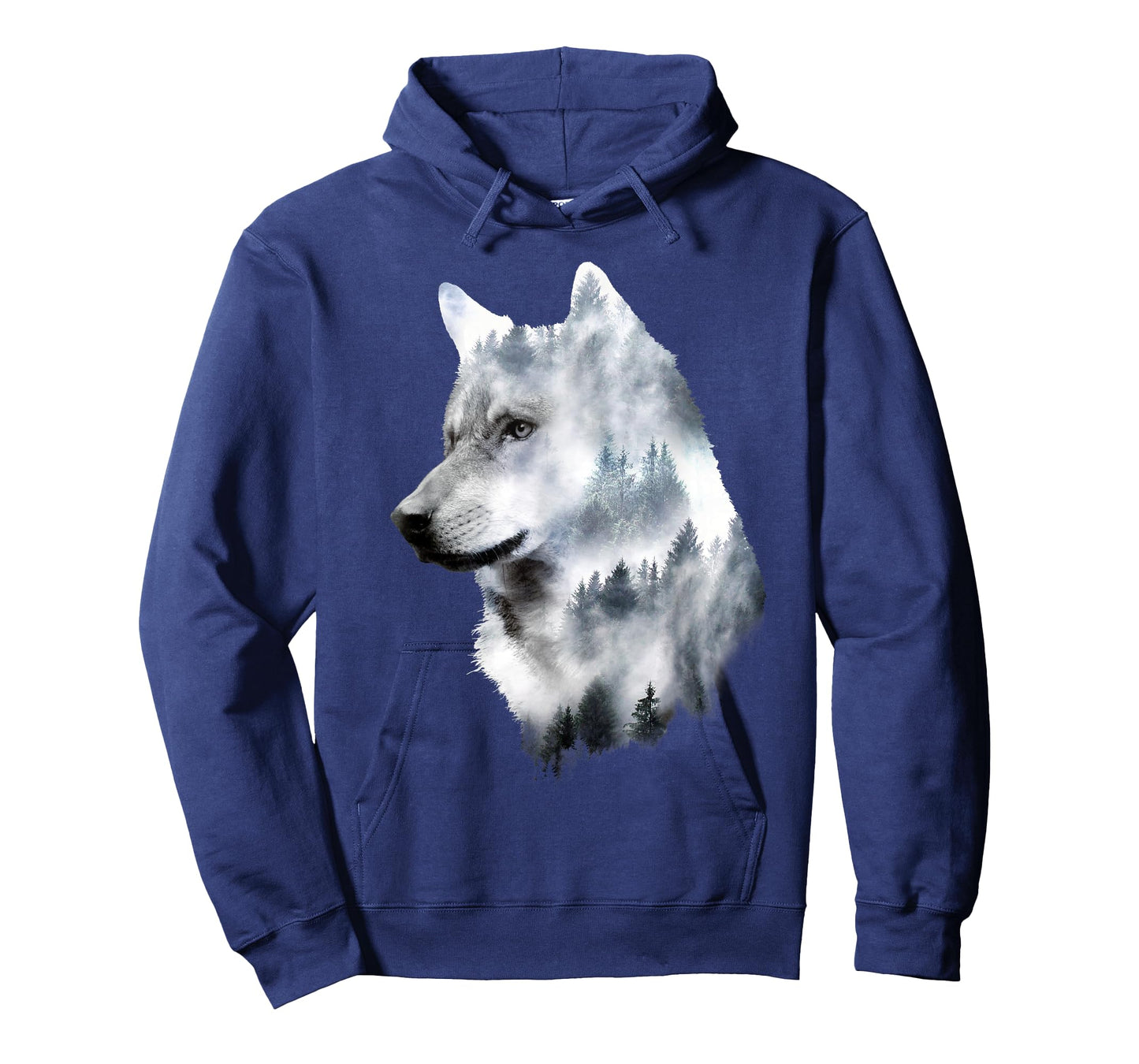 Dramabite Double Exposure Wolf T-Shirt - Men's Unisex Black Small Classic Fit Short Sleeve Animal-Wolf Graphic T-Shirt