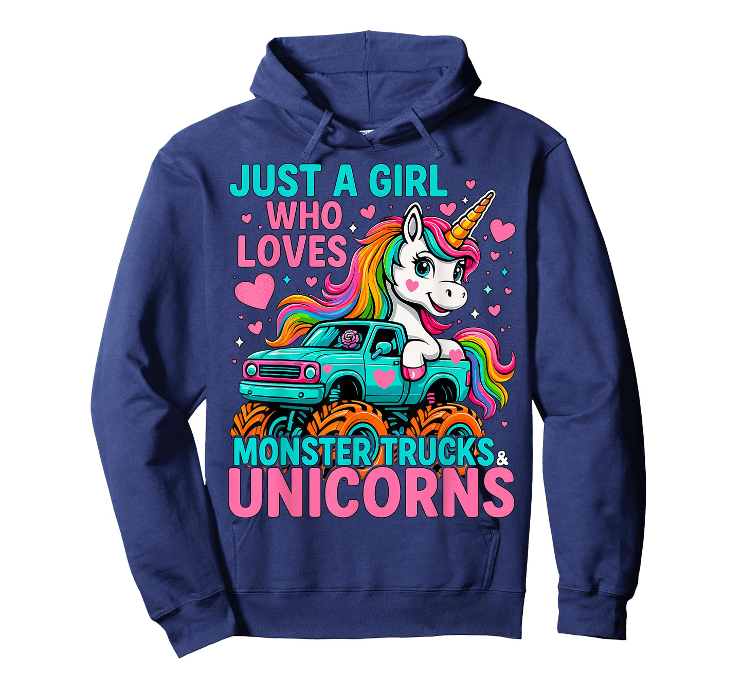Just a Girl Who Loves Monster Trucks and Unicorns T-Shirt