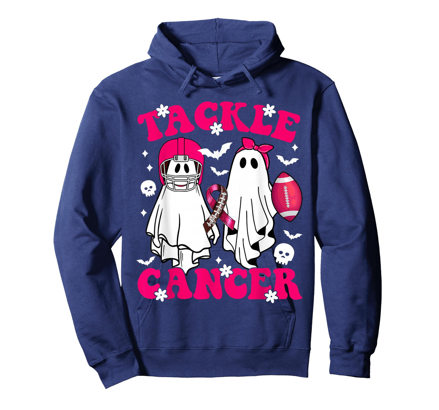 Tackle Breast Cancer Football Funny Ghost Pink Halloween T-Shirt