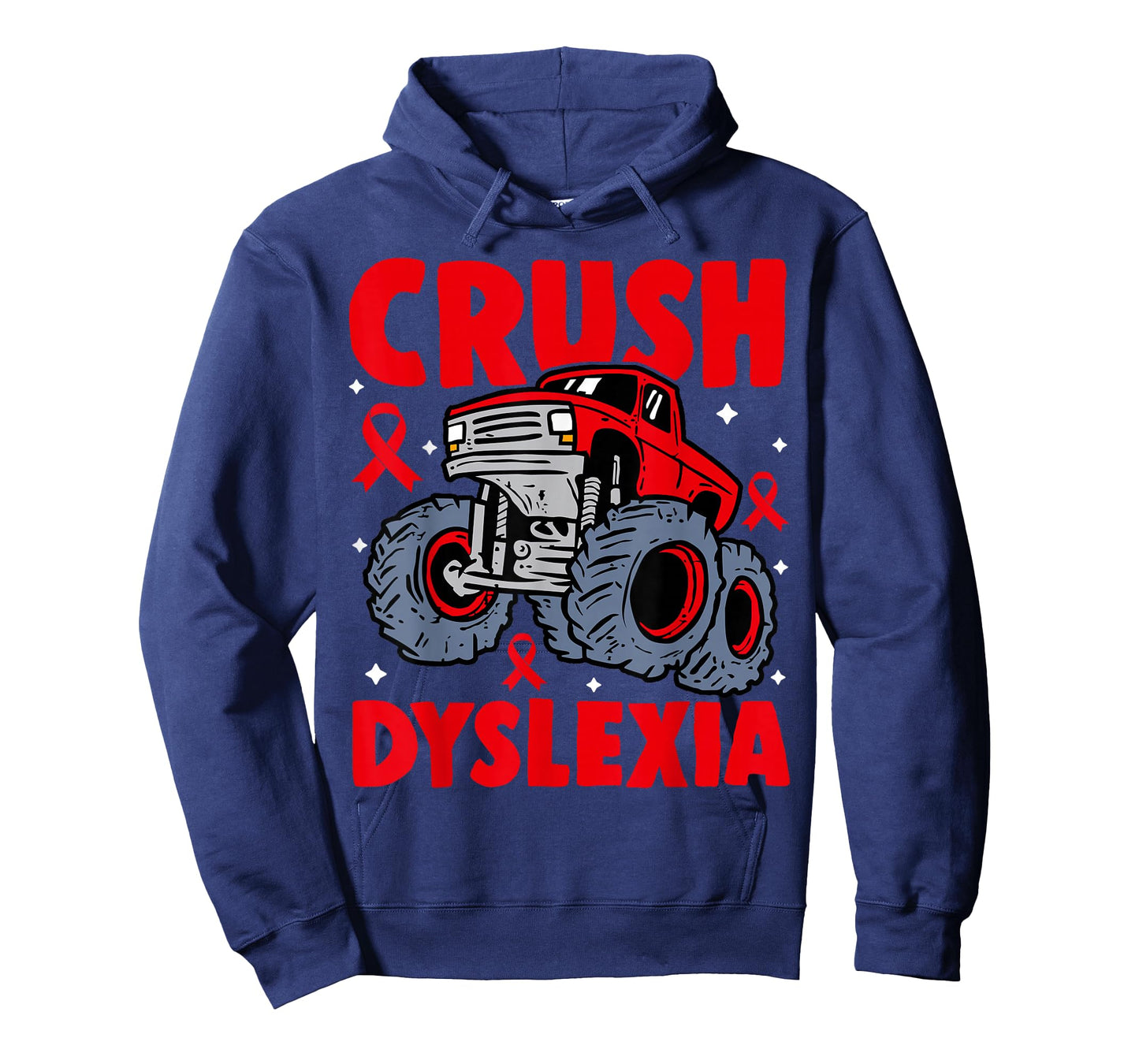 Crush Dyslexia Awareness Monster Truck Red Kids Boys Girls T-Shirt
