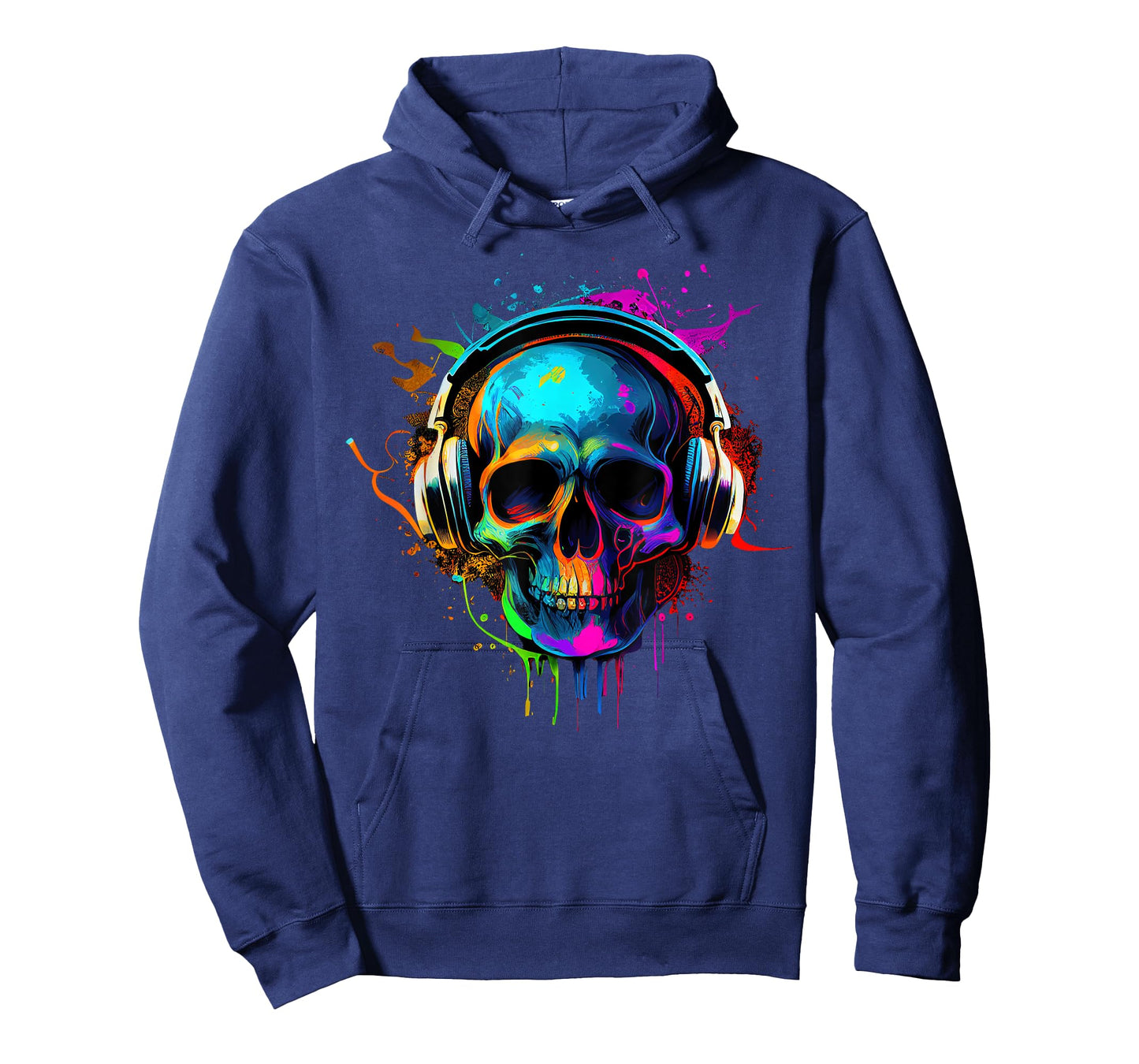 Skull Wearing Headphones Grunge Teen Gamer Rainbow Graffiti T-Shirt