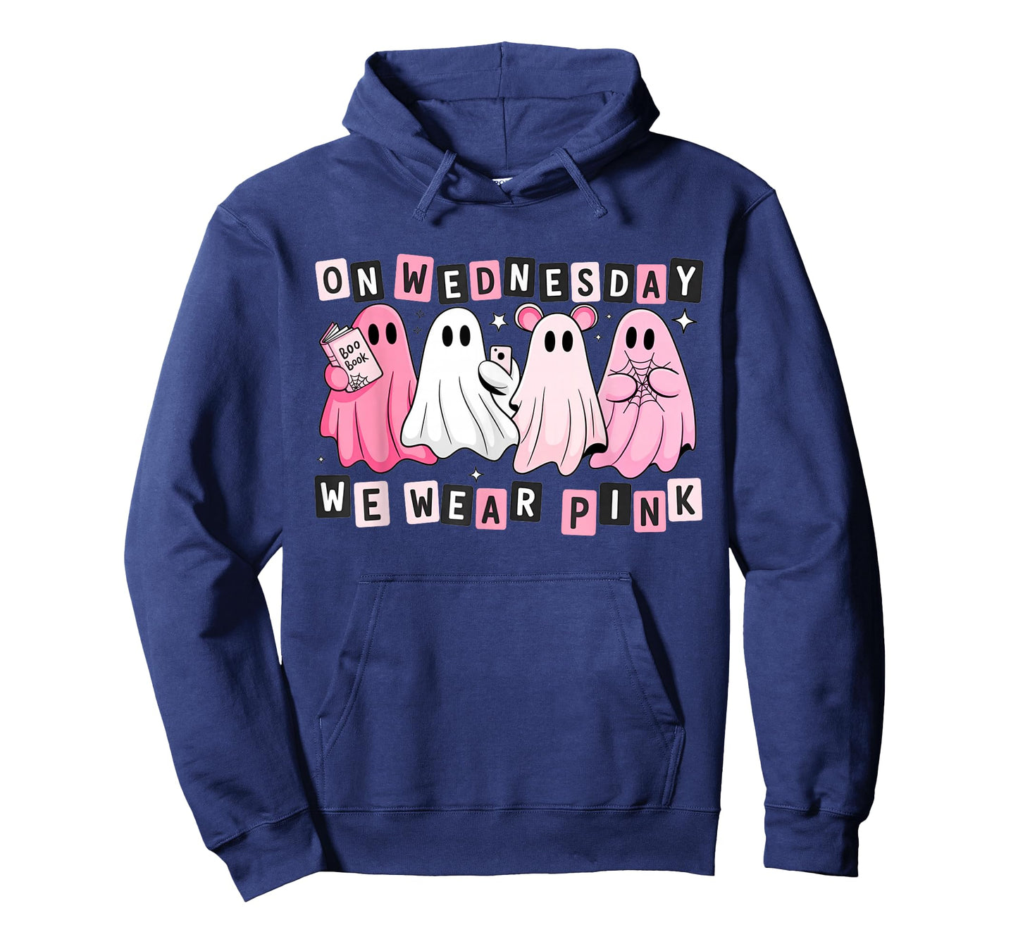FUUNY On Wednesday We Wear Cute Pink Ghost Halloween T-Shirt