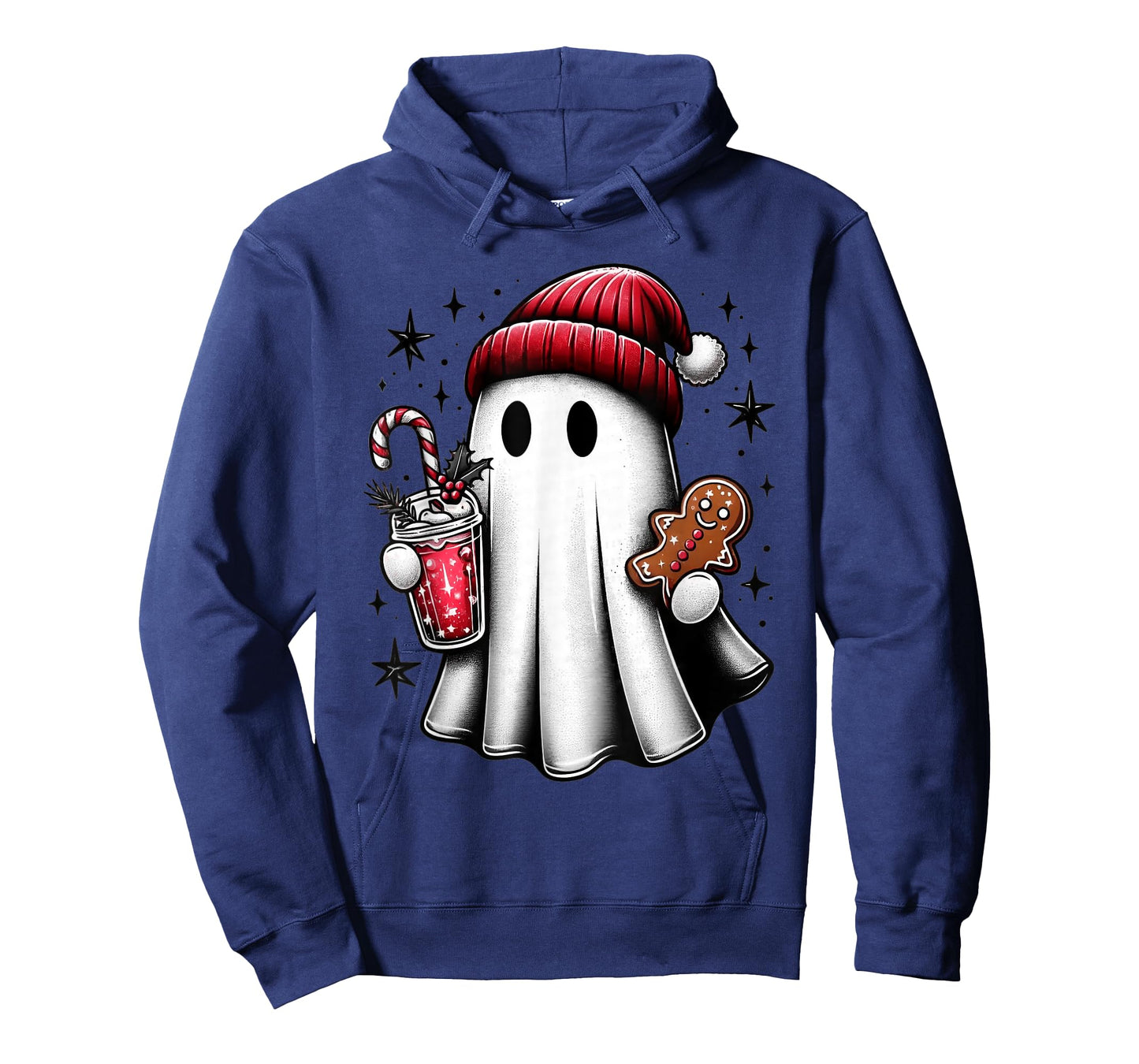 Cute Santa Ghost Drinking Coffee Ice Coffee Christmas Pajama T-Shirt
