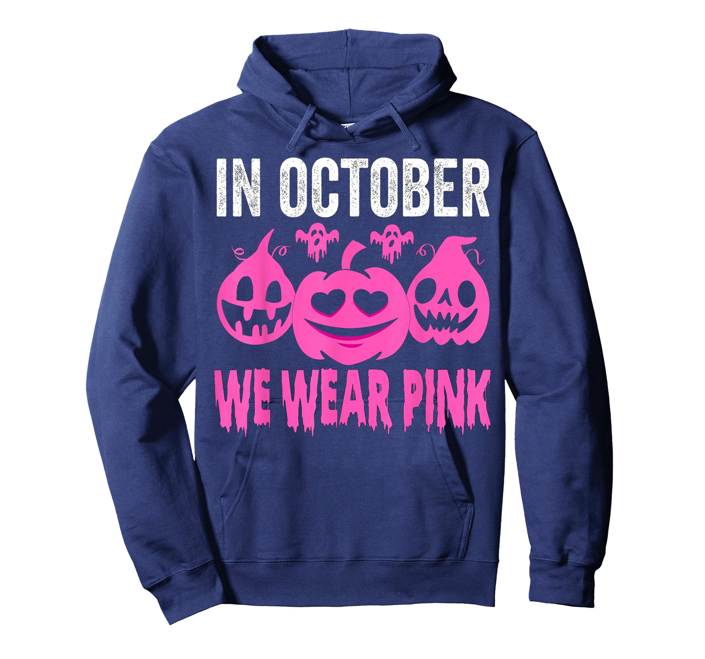 In October We Wear Pink Breast Cancer Pumpkin Halloween T-Shirt