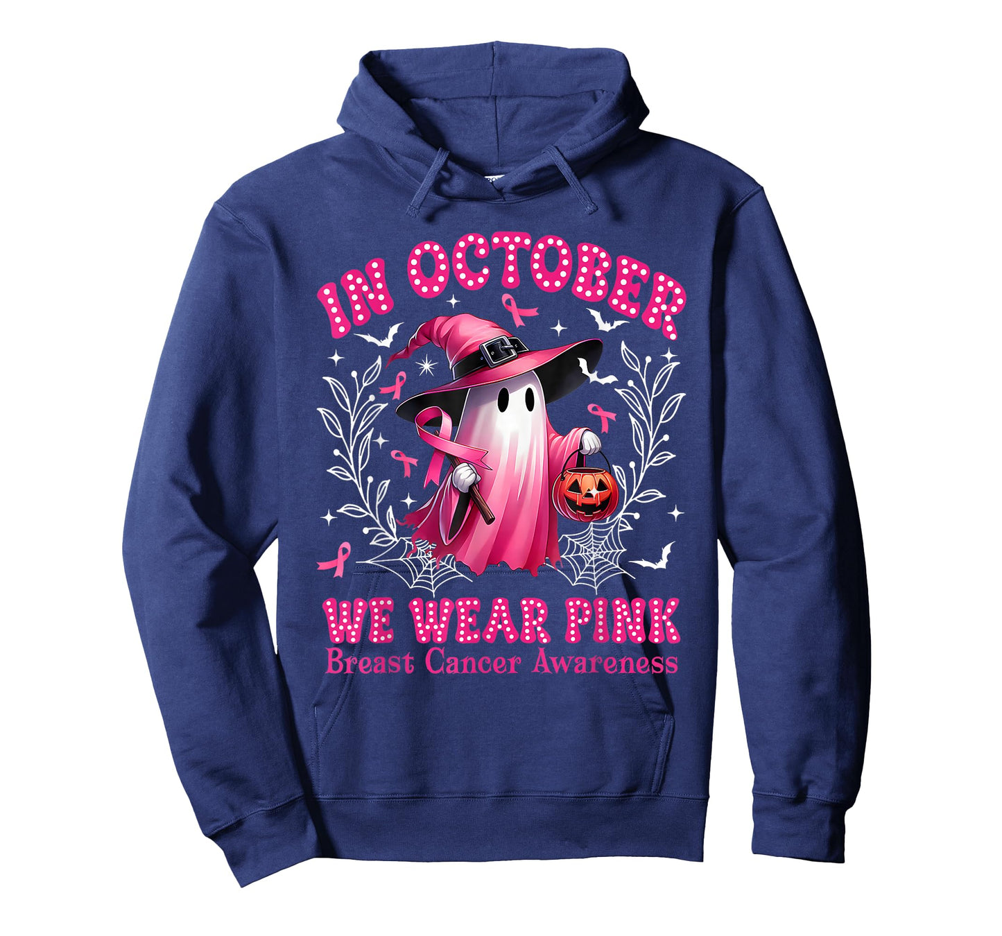 In October We Wear Pink Ghost Witch Breast Cancer Awareness T-Shirt