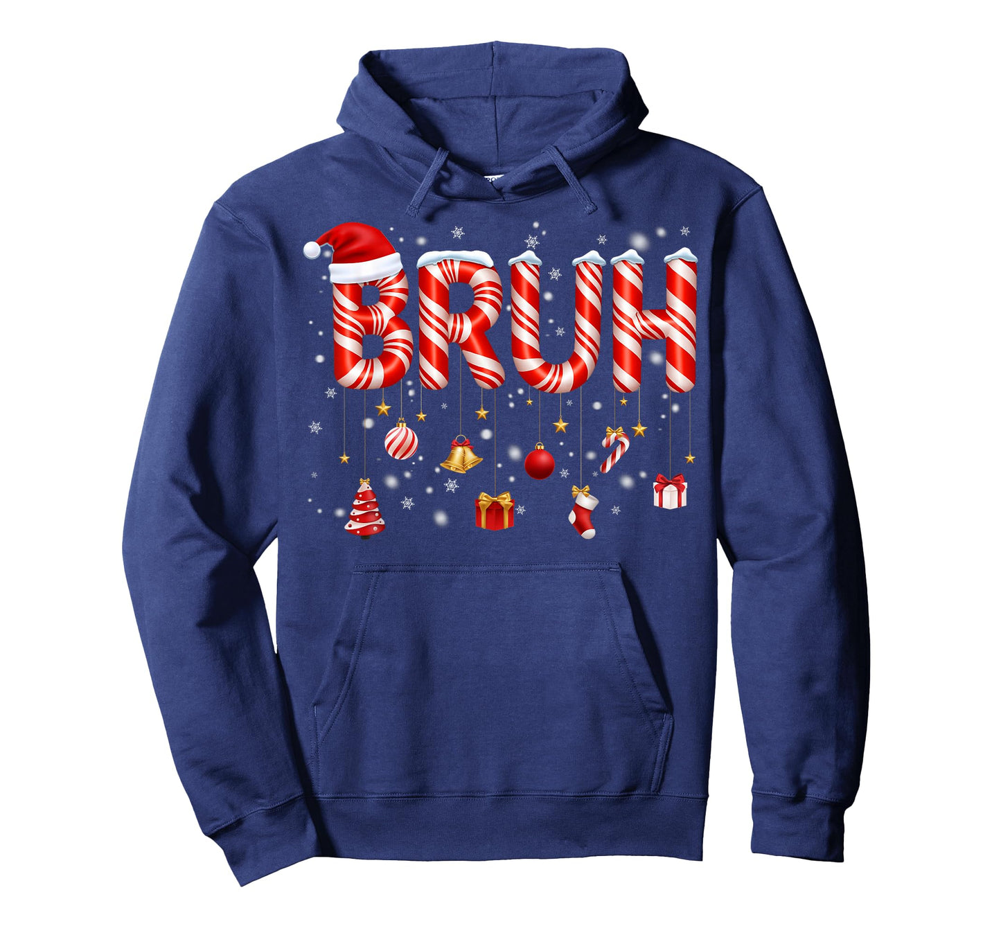 Bruh Candy Cane Santa Hat Snowflake Christmas Xmas Men Boy T-Shirt