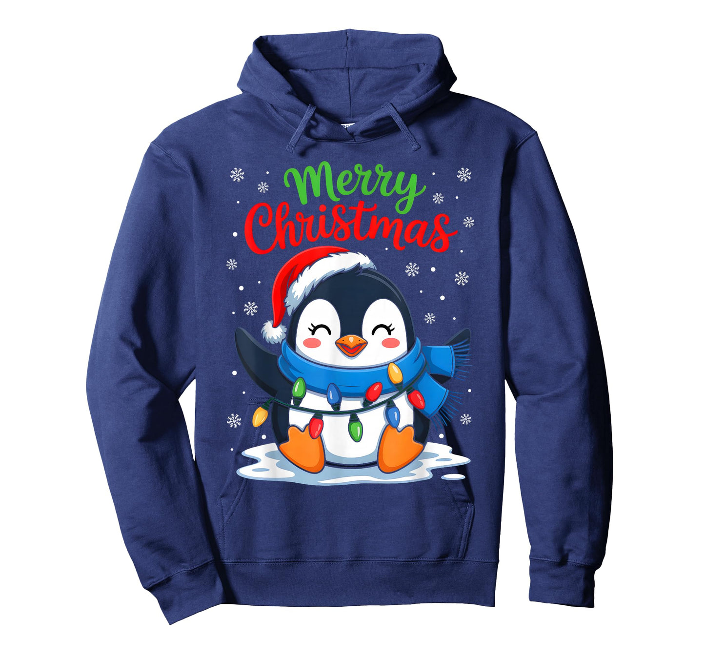 Merry Christmas Penguin Santa Hat Xmas Light Family Matching T-Shirt