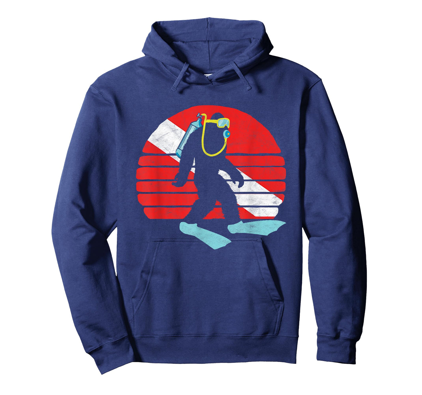 Vintage Funny Bigfoot SCUBA Diving Retro Dive Flag T-Shirt