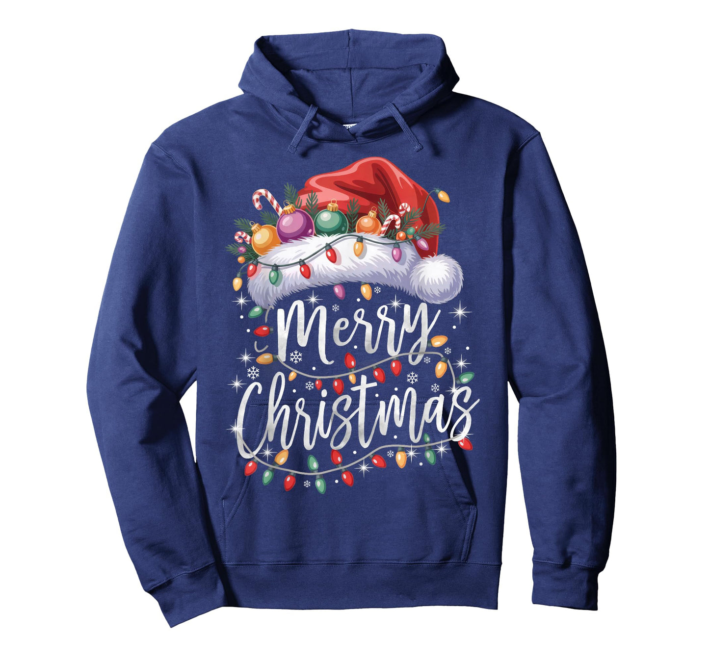 Merry Christmas Lights Red Santa Hat Family Matching Xmas T-Shirt