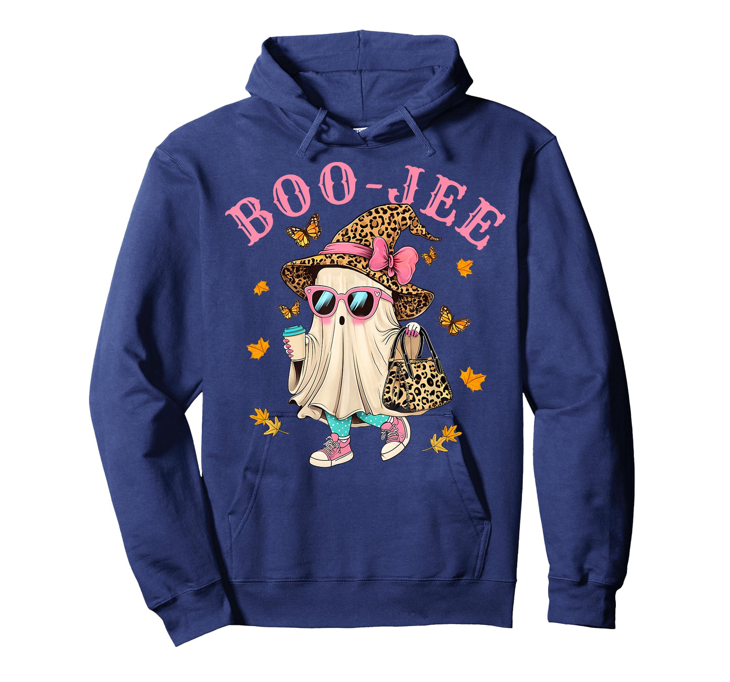 Cute Boo Jee Leopard Ghost Halloween Coffee Women Girl T-Shirt