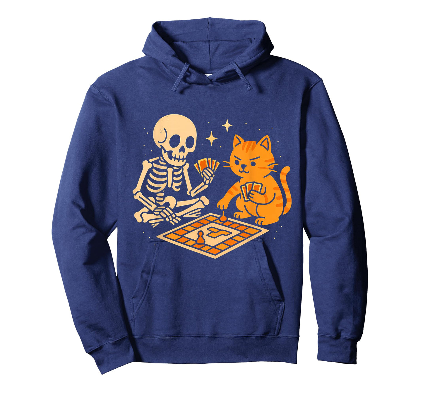 Skeleton and Cat Playing Board Game T-Shirt