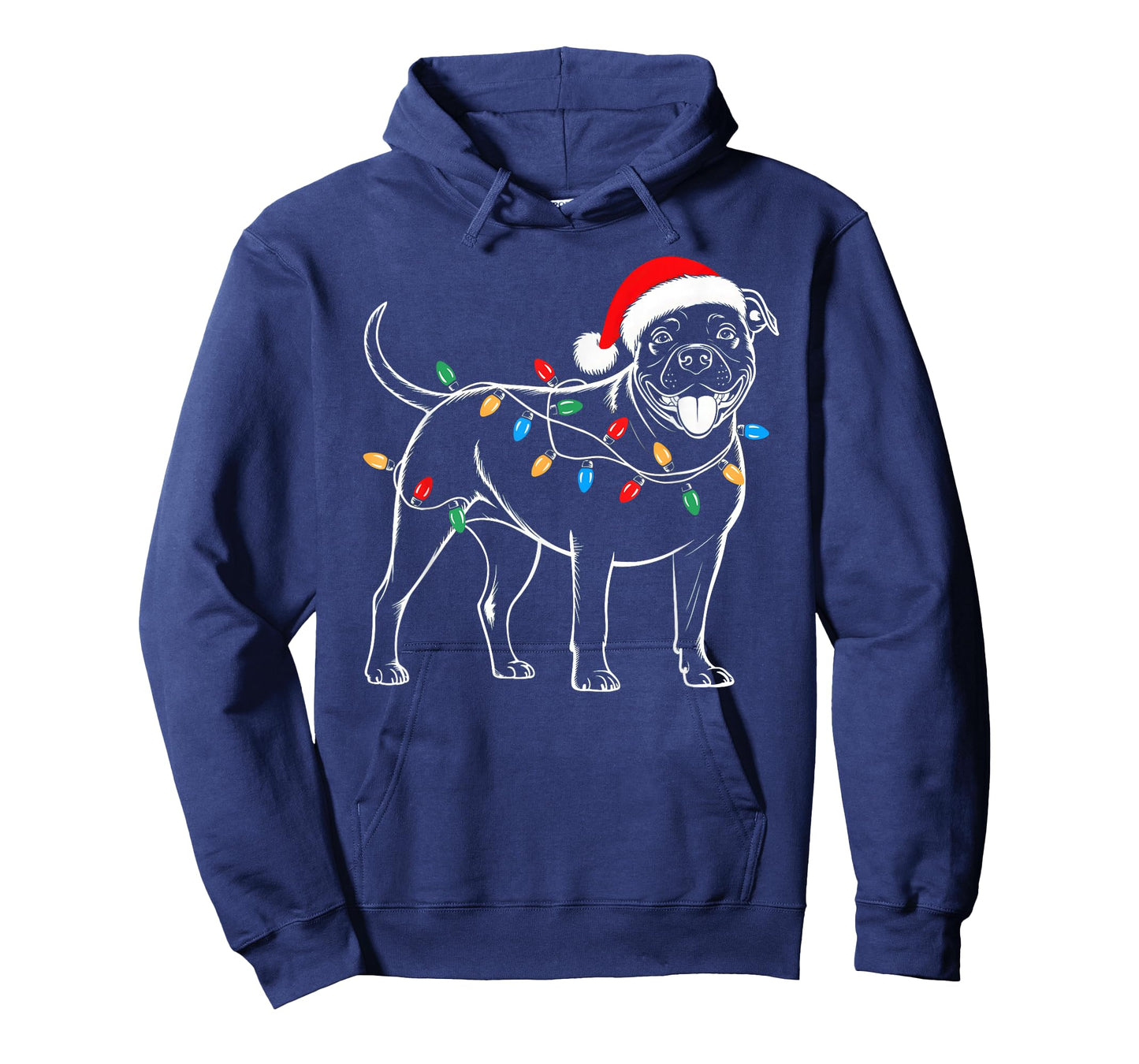 Pitbull Dog Christmas Tree Lights Xmas Pet Animal Dog Lover T-Shirt