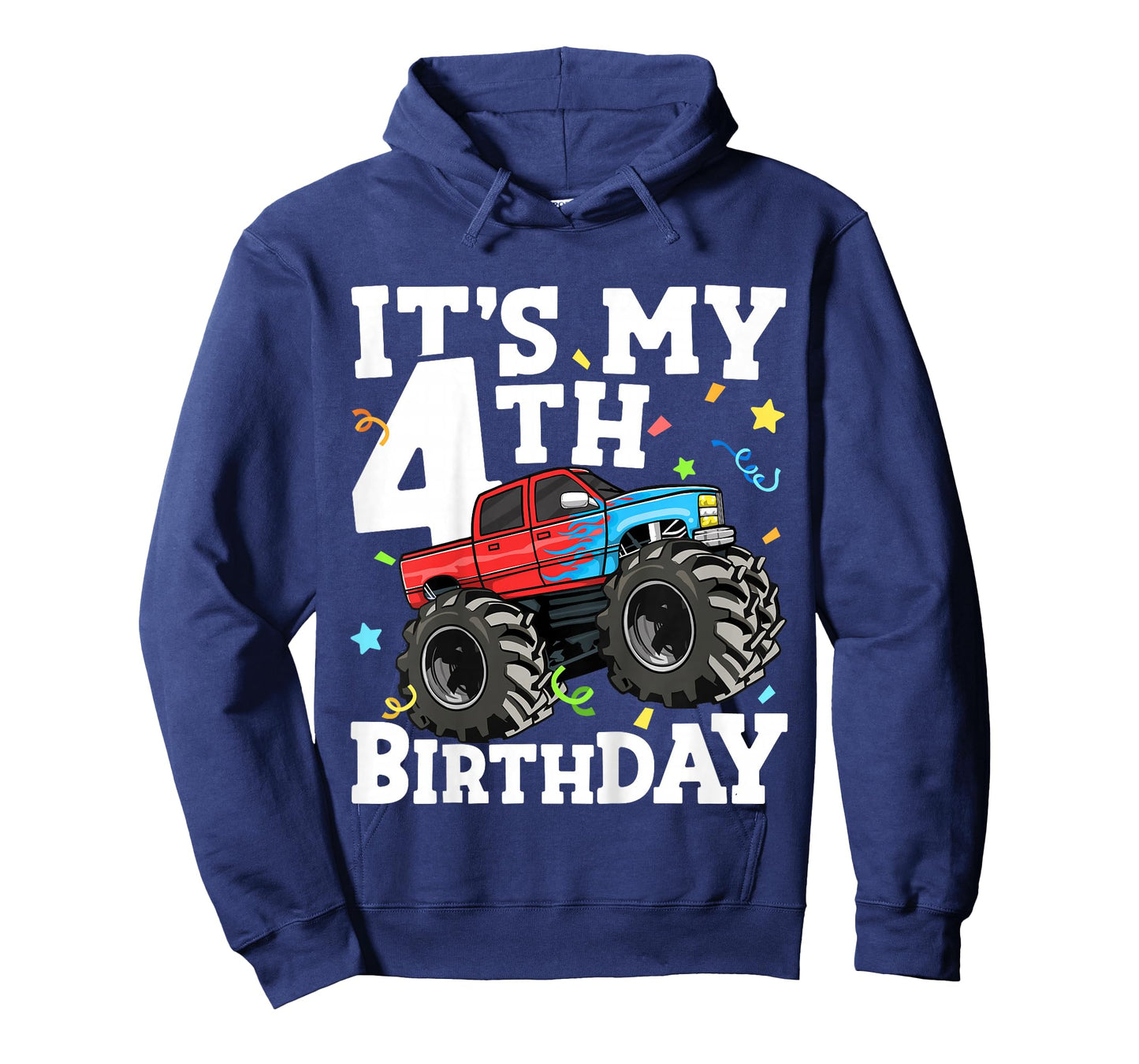 Kids Monster Truck It's My 4th Birthday Boy 4 Four Toddler T-Shirt