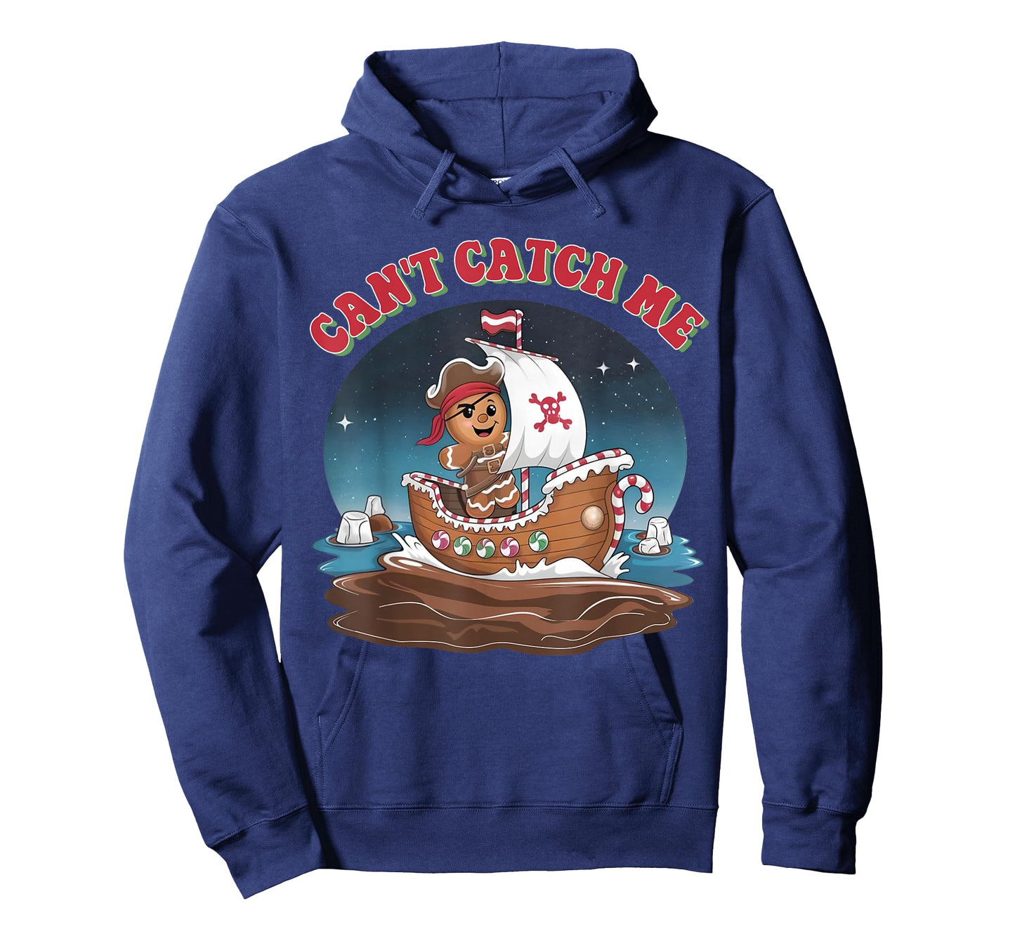 Can't Catch Me Retro Christmas Gingerbread Pirate Men Boy PJ T-Shirt